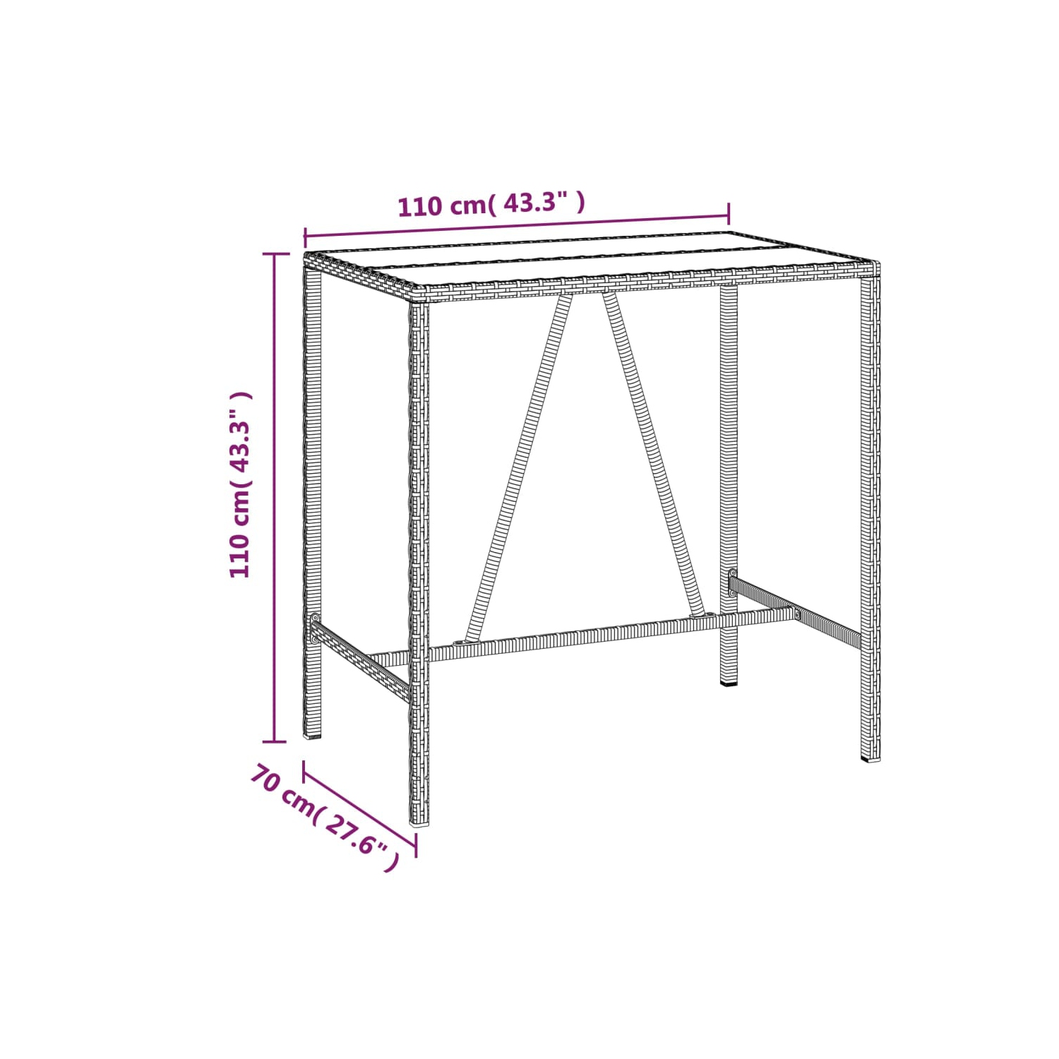 vidaXL 7 Piece Garden Bar Set Grey Poly Rattan& Solid Wood Acacia
