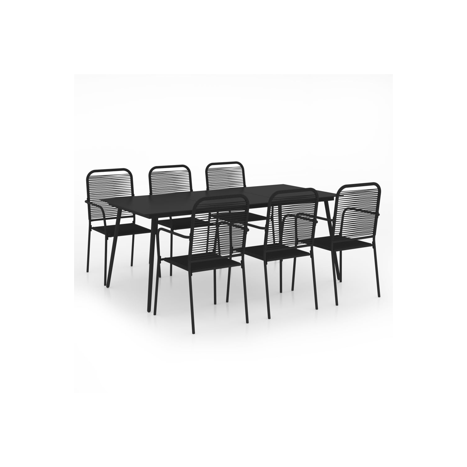 Ensemble de salle à manger de jardin 7 pièces en coton corde et en acier noir vidaXL