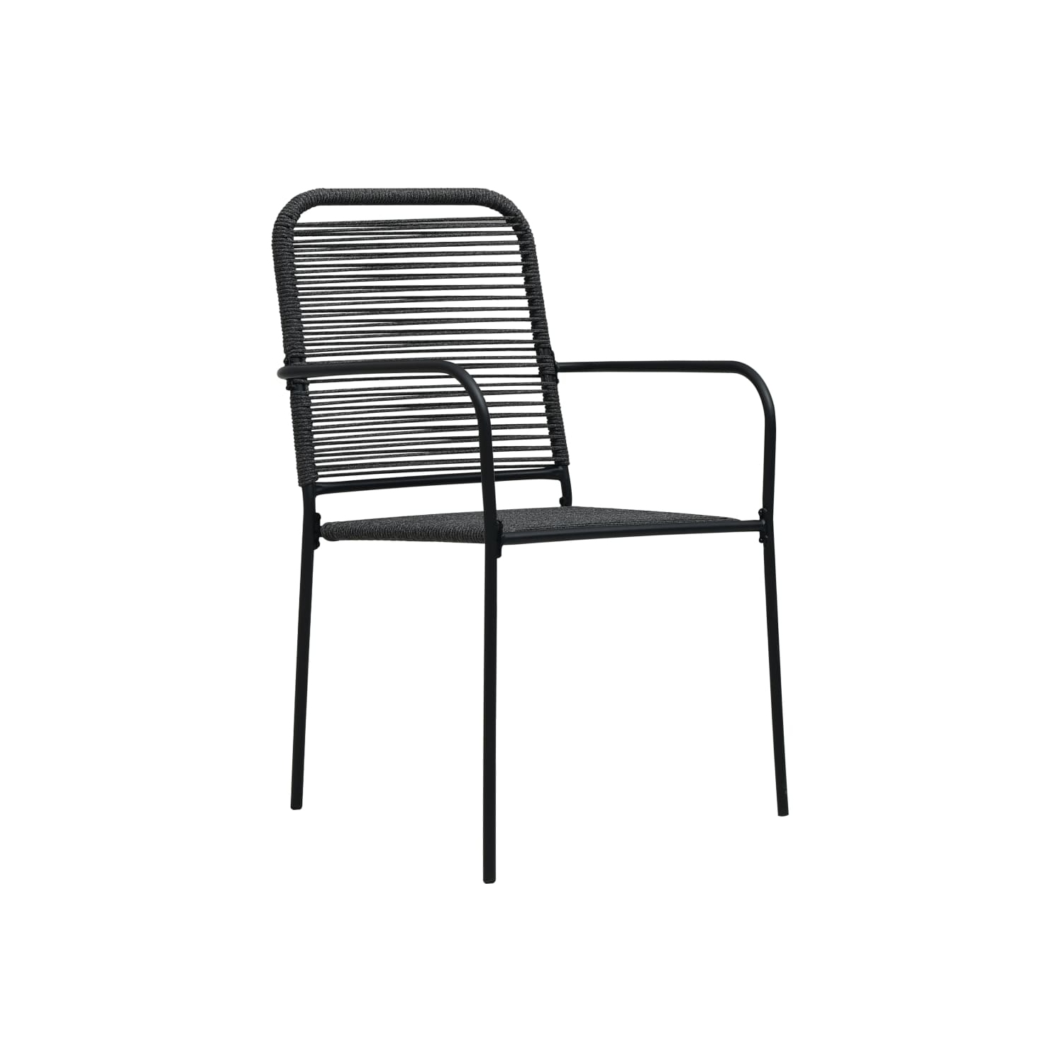 Ensemble de salle à manger de jardin 7 pièces en coton corde et en acier noir vidaXL