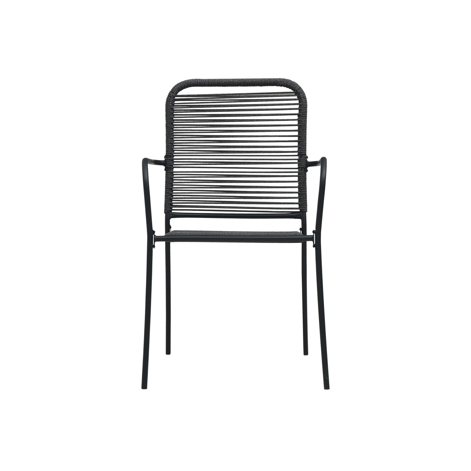 Ensemble de salle à manger de jardin 7 pièces en coton corde et en acier noir vidaXL