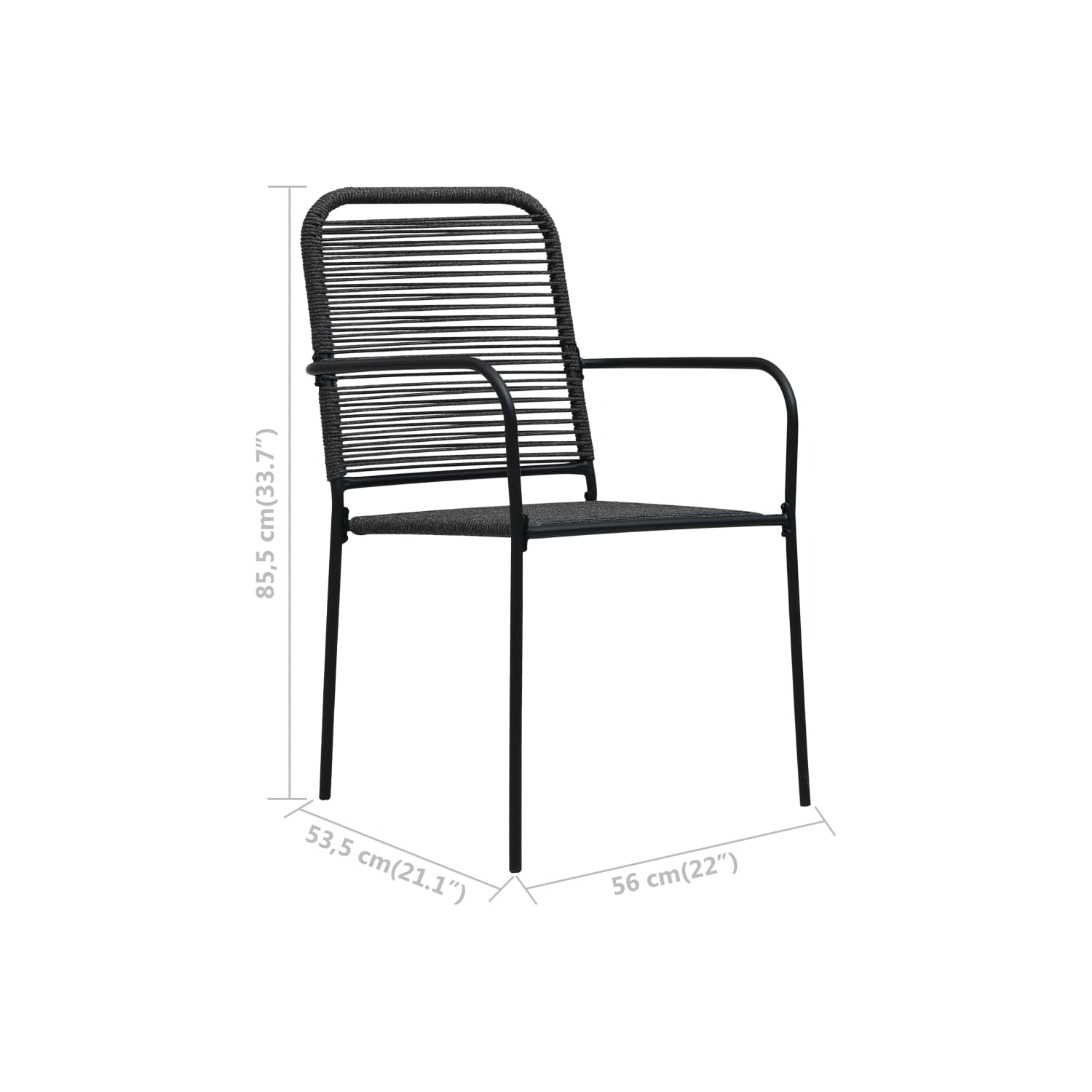 Ensemble de salle à manger de jardin 7 pièces en coton corde et en acier noir vidaXL