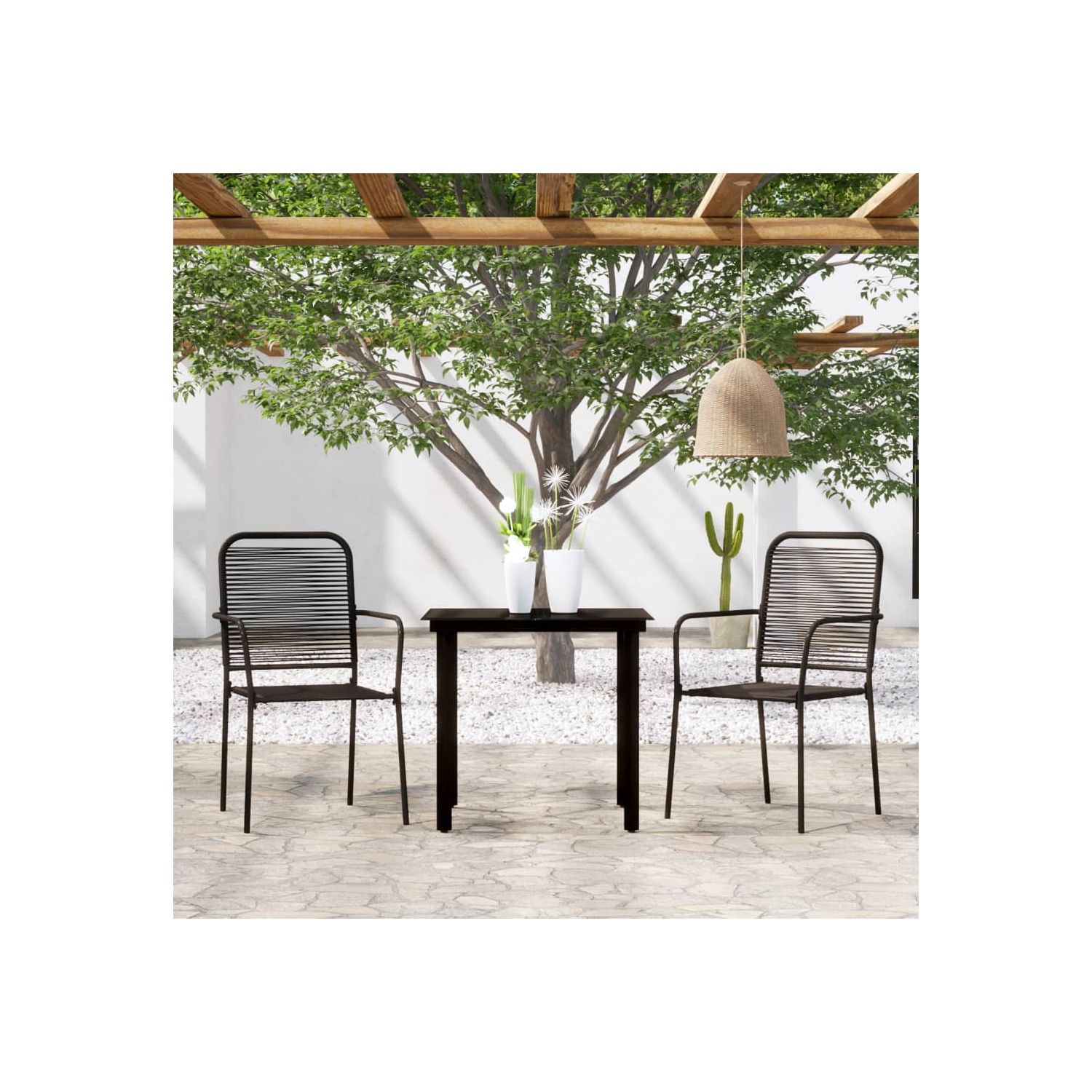 vidaXL 3 Piece Garden Dining Set Black