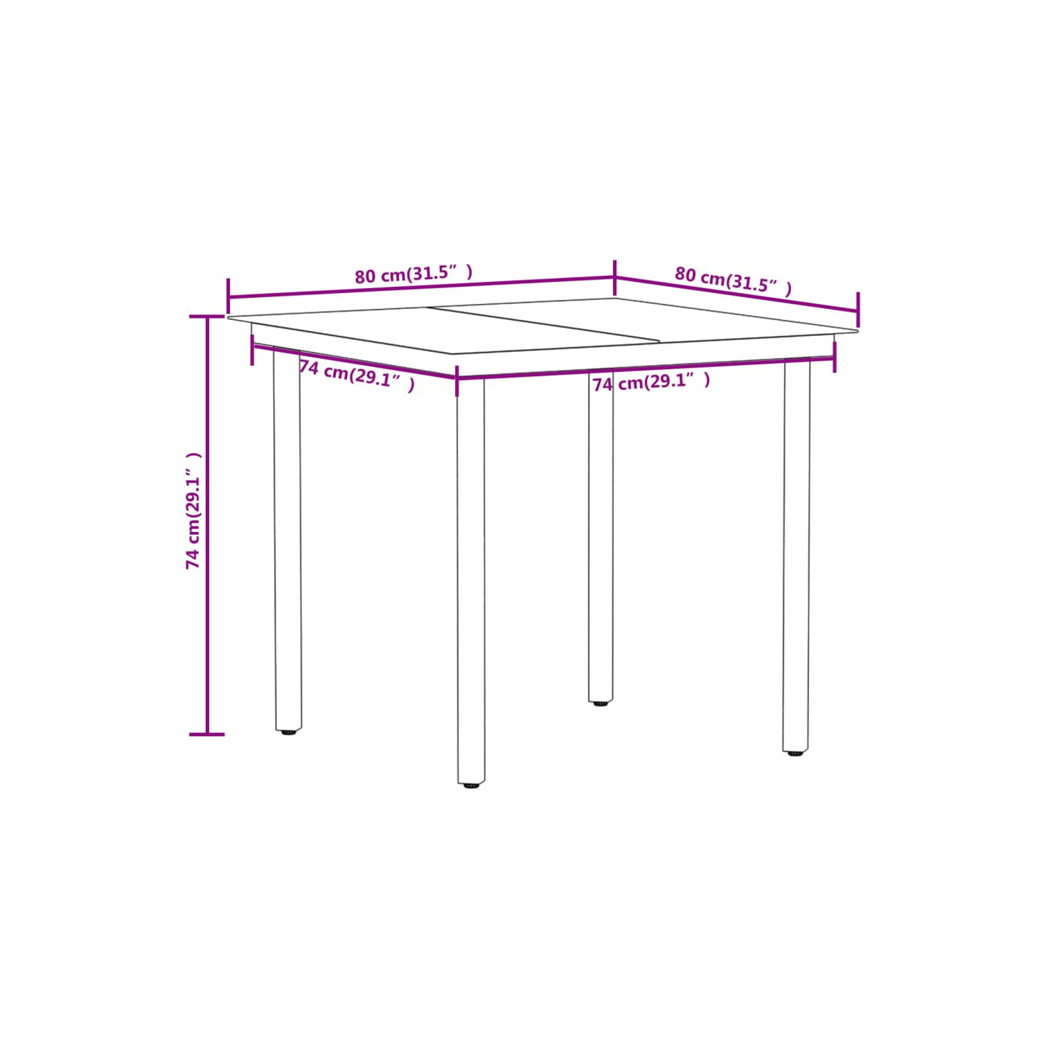 vidaXL 3 Piece Garden Dining Set Black