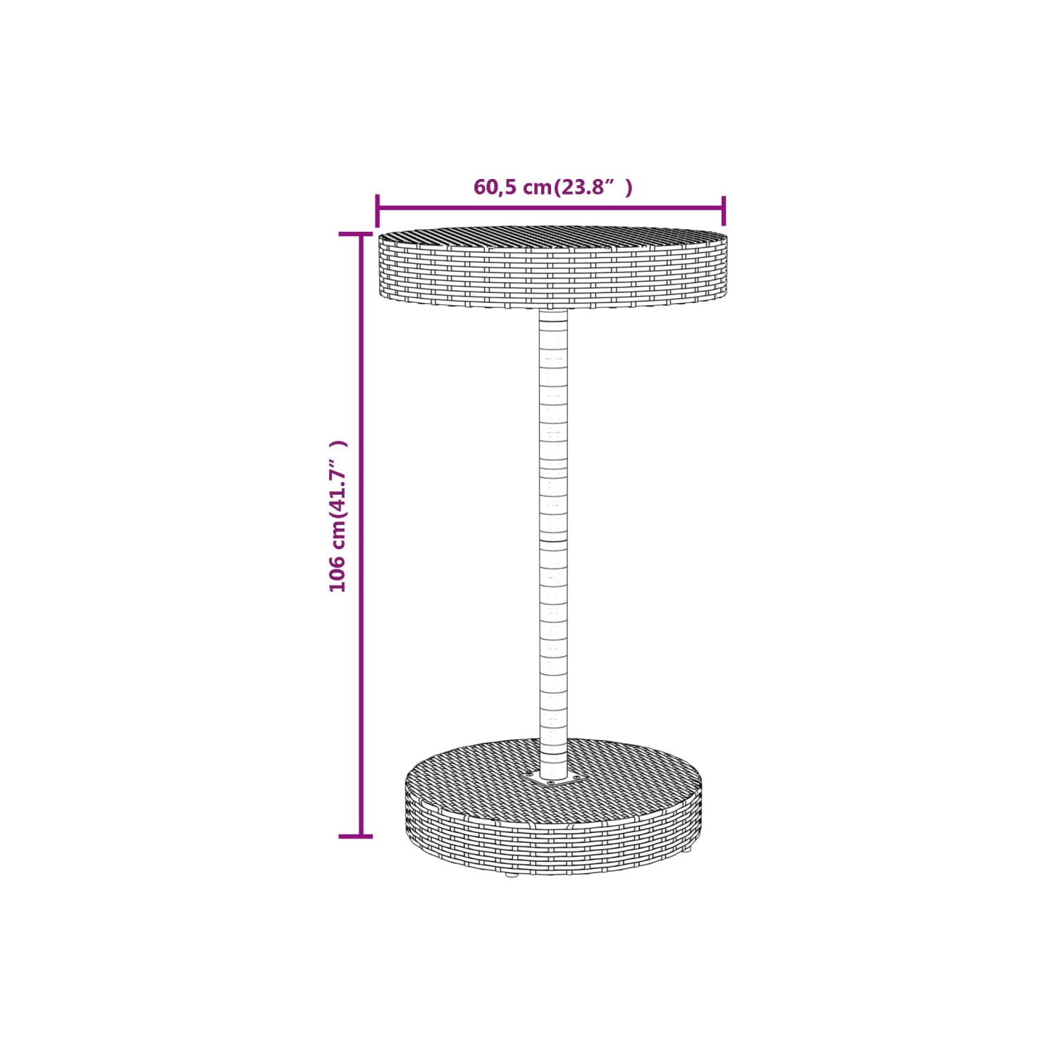 Ensemble de bar de jardin 3 pièces en rotin et bois d'acacia massif gris vidaXL