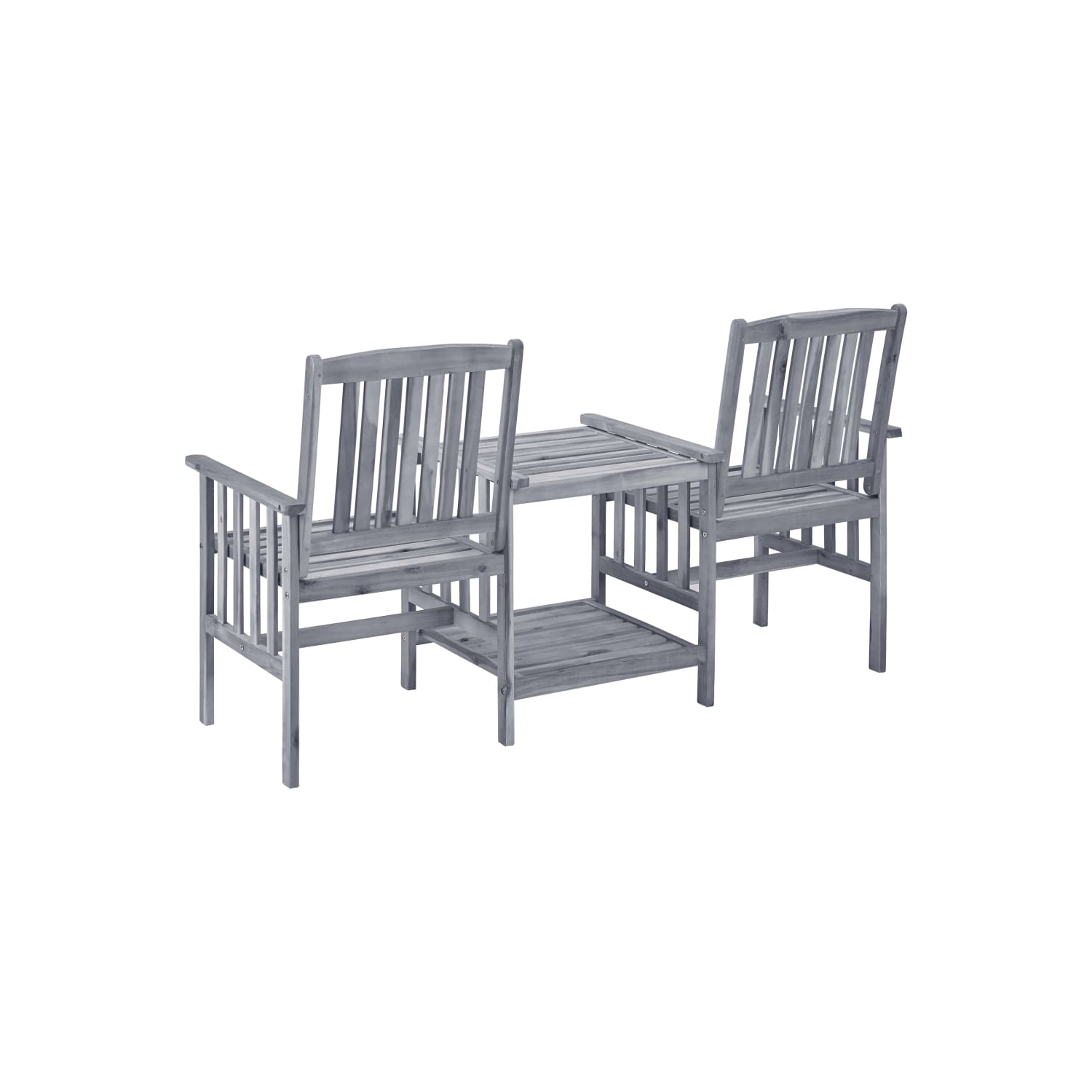 Chaises de jardin vidaXL avec table à thé et coussins bois d'acacia massif