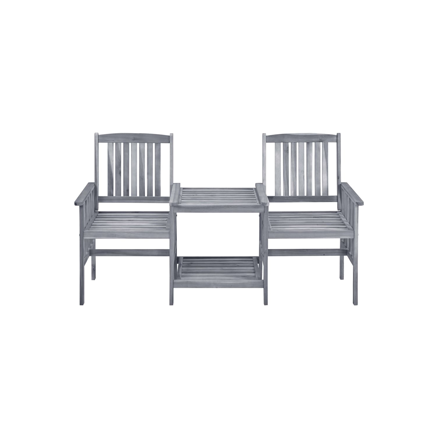 Chaises de jardin vidaXL avec table à thé et coussins bois d'acacia massif