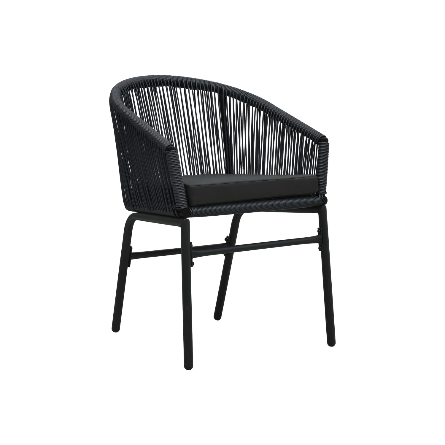 vidaXL 3 Piece Bistro Set with Cushions PE Rattan Black