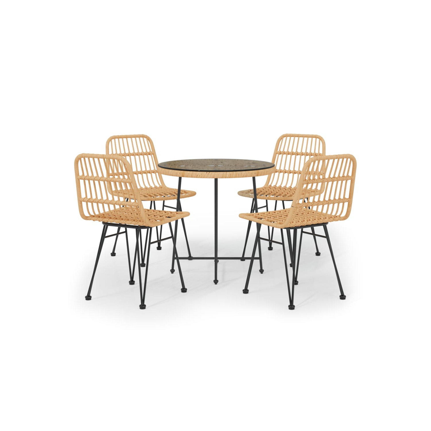 vidaXL 5 Piece Garden Dining Set Poly Rattan