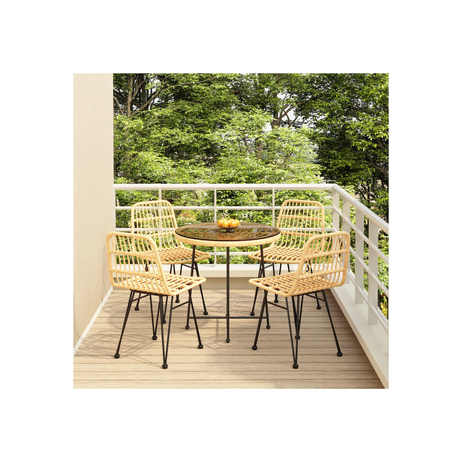 vidaXL 5 Piece Garden Dining Set Poly Rattan
