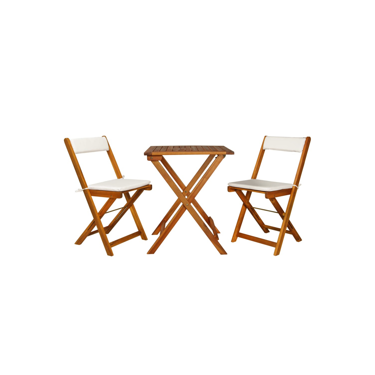 vidaXL 3 Piece Folding Bistro Set with Cushions Solid Acacia Wood