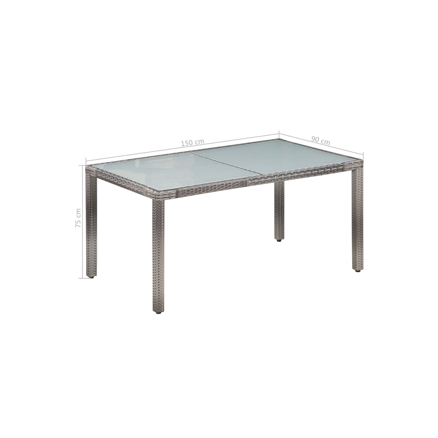 Ensemble de salle à manger d'extérieur de 7 pièces avec coussins en poly rotin gris