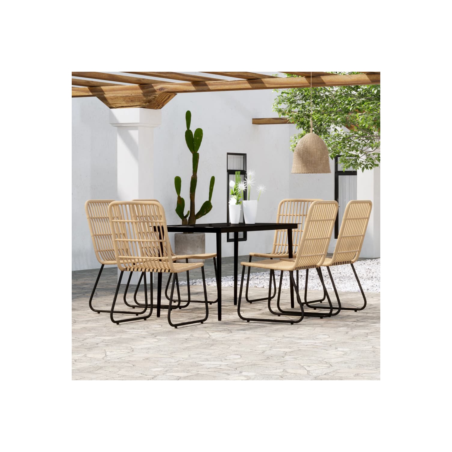 vidaXL 7 Piece Garden Dining Set Oak