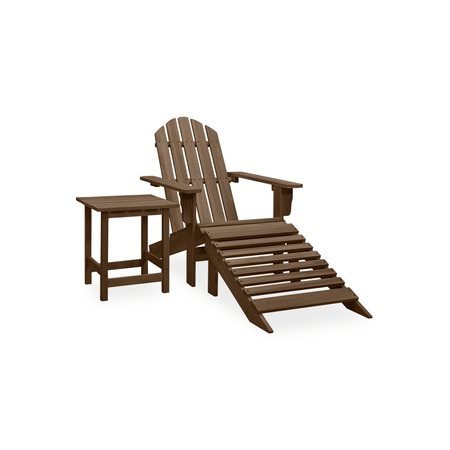 vidaXL Garden Adirondack Chair with Ottoman&Table Solid Fir Wood Brown