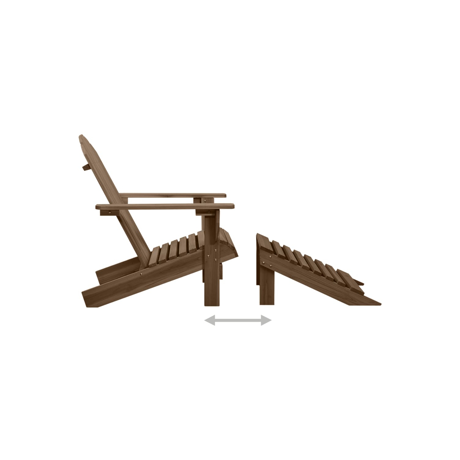 vidaXL Garden Adirondack Chair with Ottoman&Table Solid Fir Wood Brown