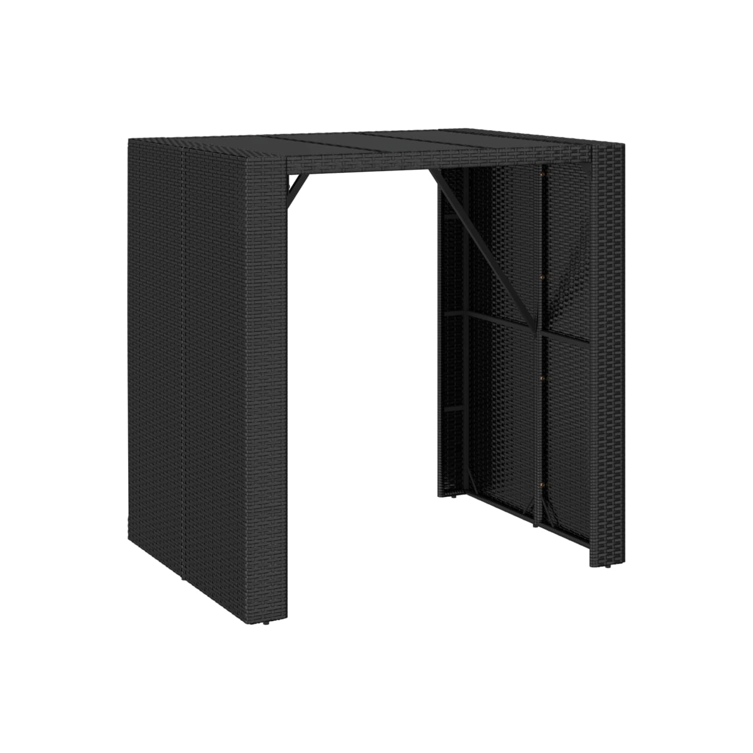 Ensemble de bar de jardin de 5 pièces en poly rotin noir et bois d'acacia massif de vidaXL