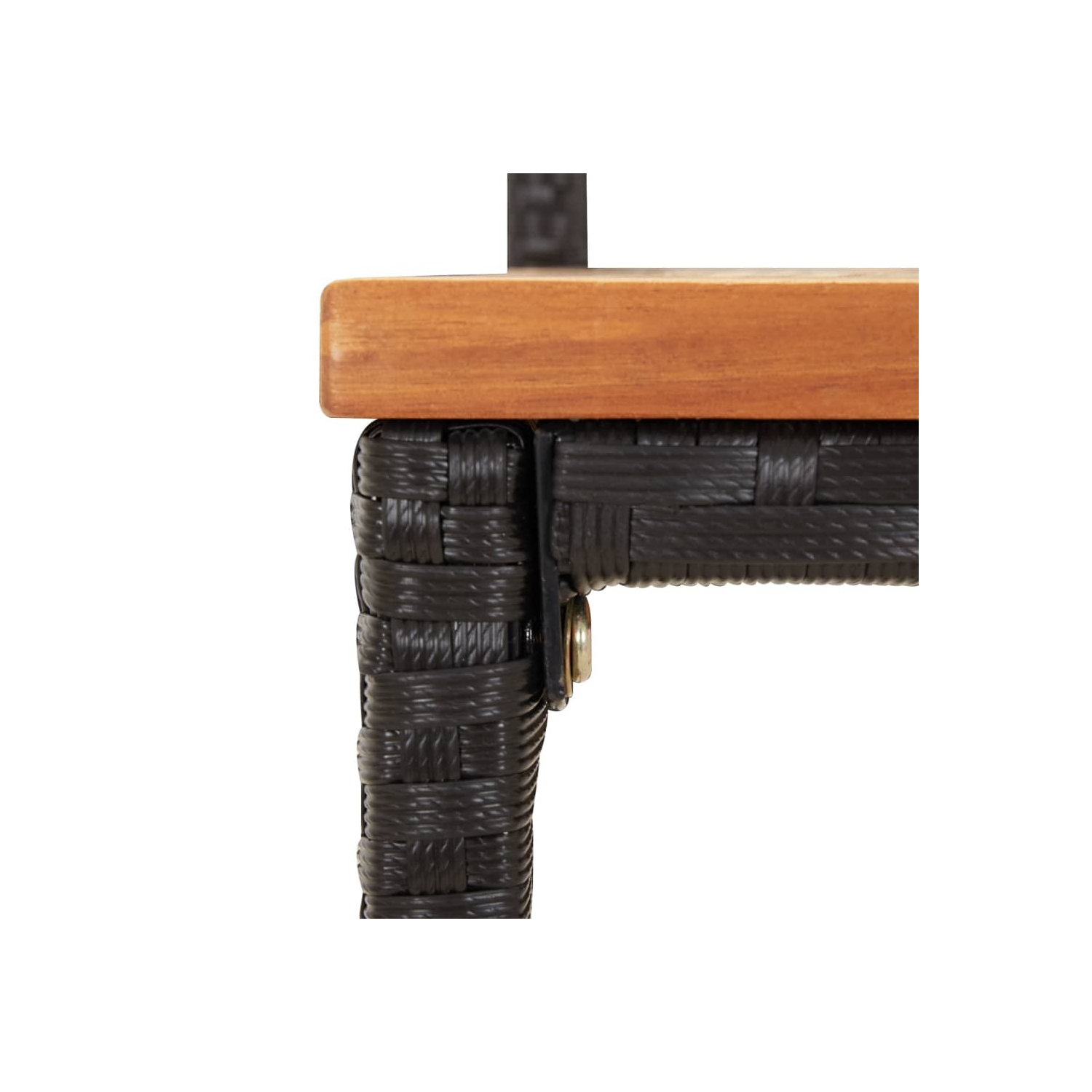 Ensemble de bar de jardin de 5 pièces en poly rotin noir et bois d'acacia massif de vidaXL