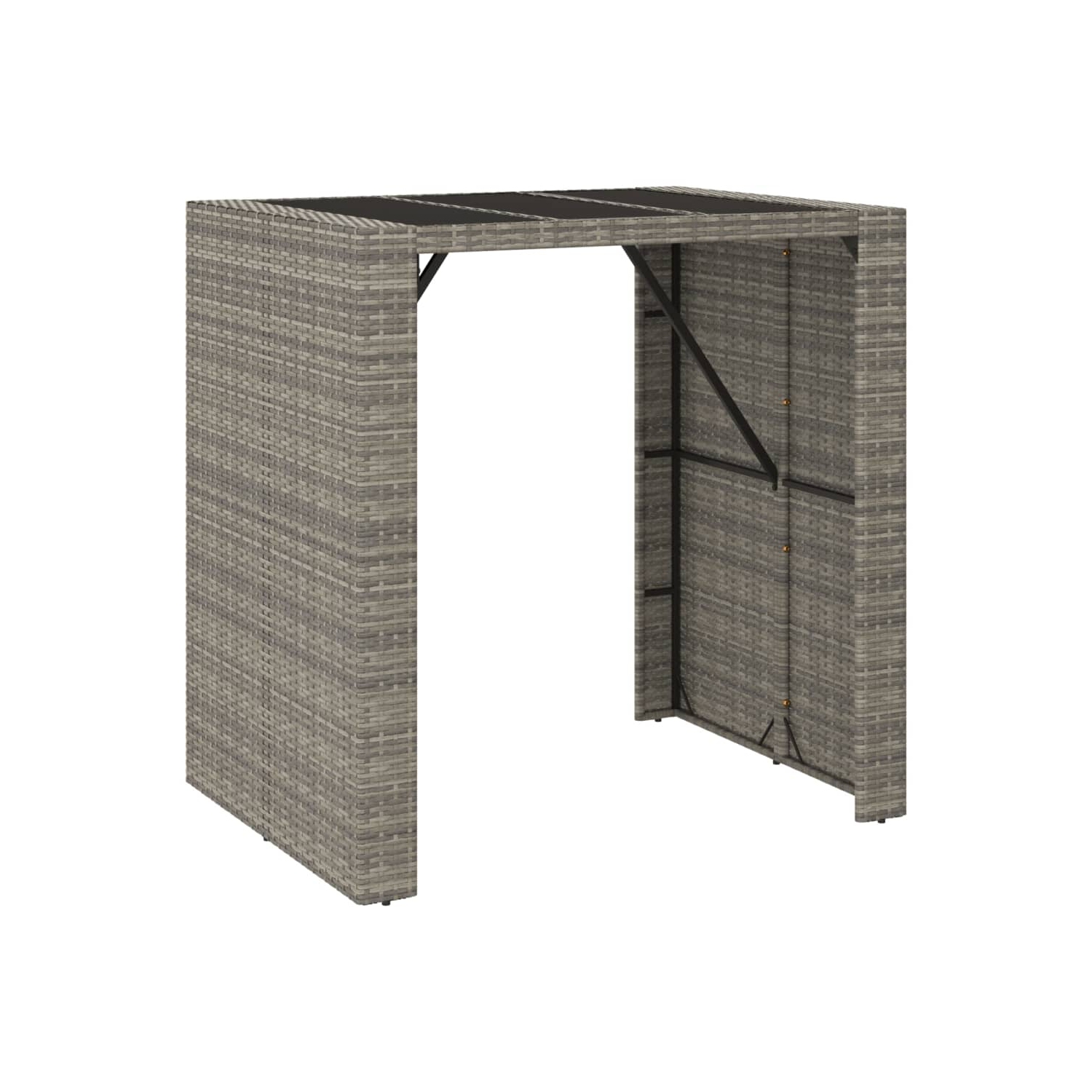 vidaXL 5 Piece Garden Bar Set Grey Poly Rattan& Solid Wood Acacia