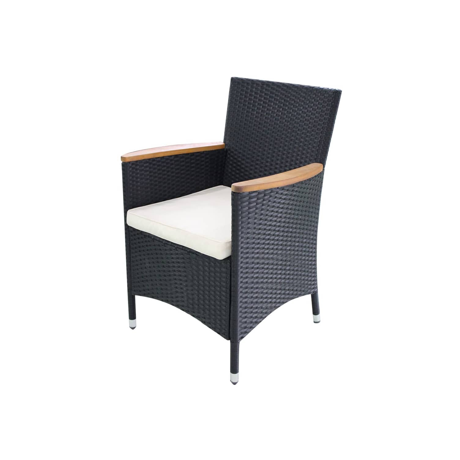 vidaXL 7 Piece Outdoor Dining Set Poly Rattan and Acacia Wood Black