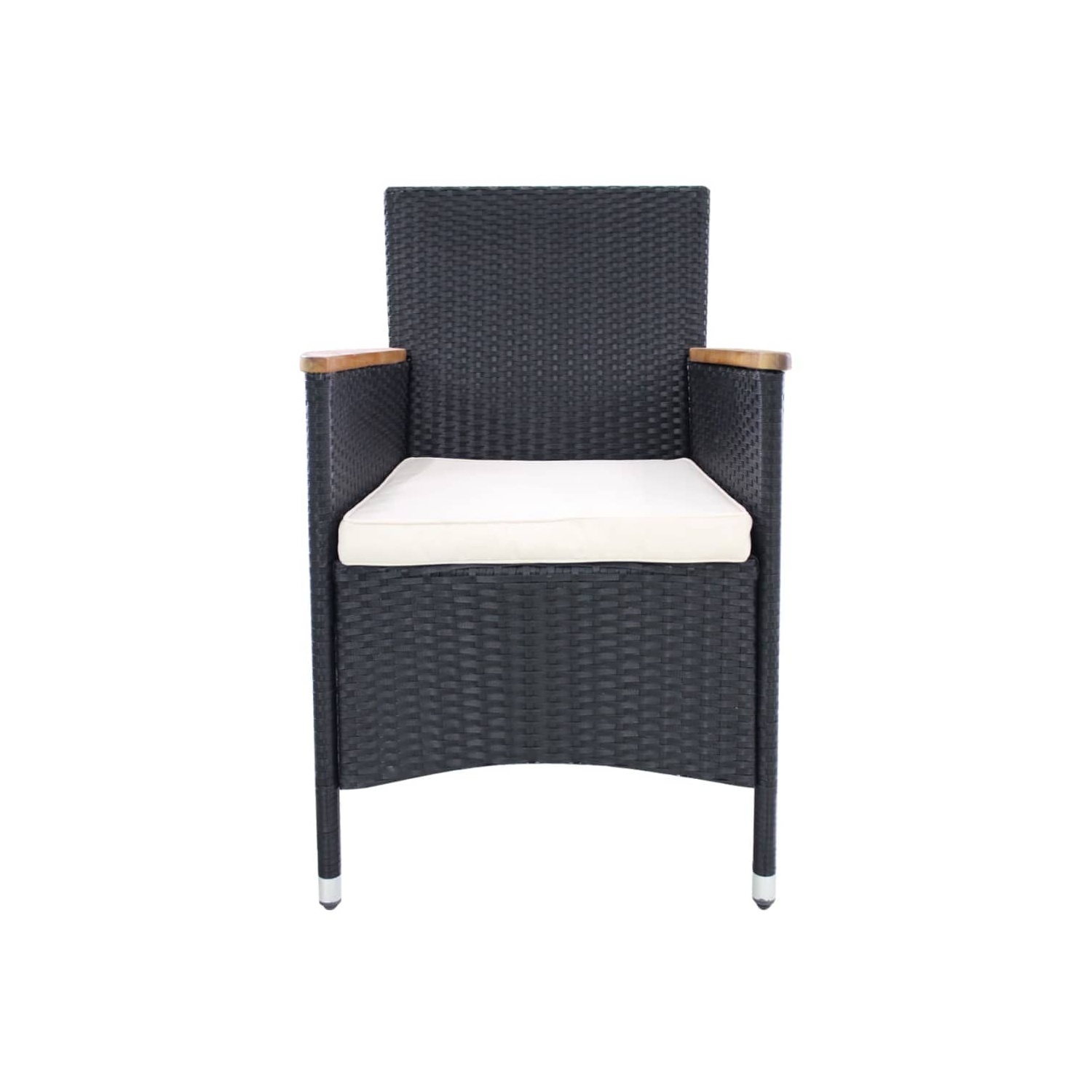 vidaXL 7 Piece Outdoor Dining Set Poly Rattan and Acacia Wood Black