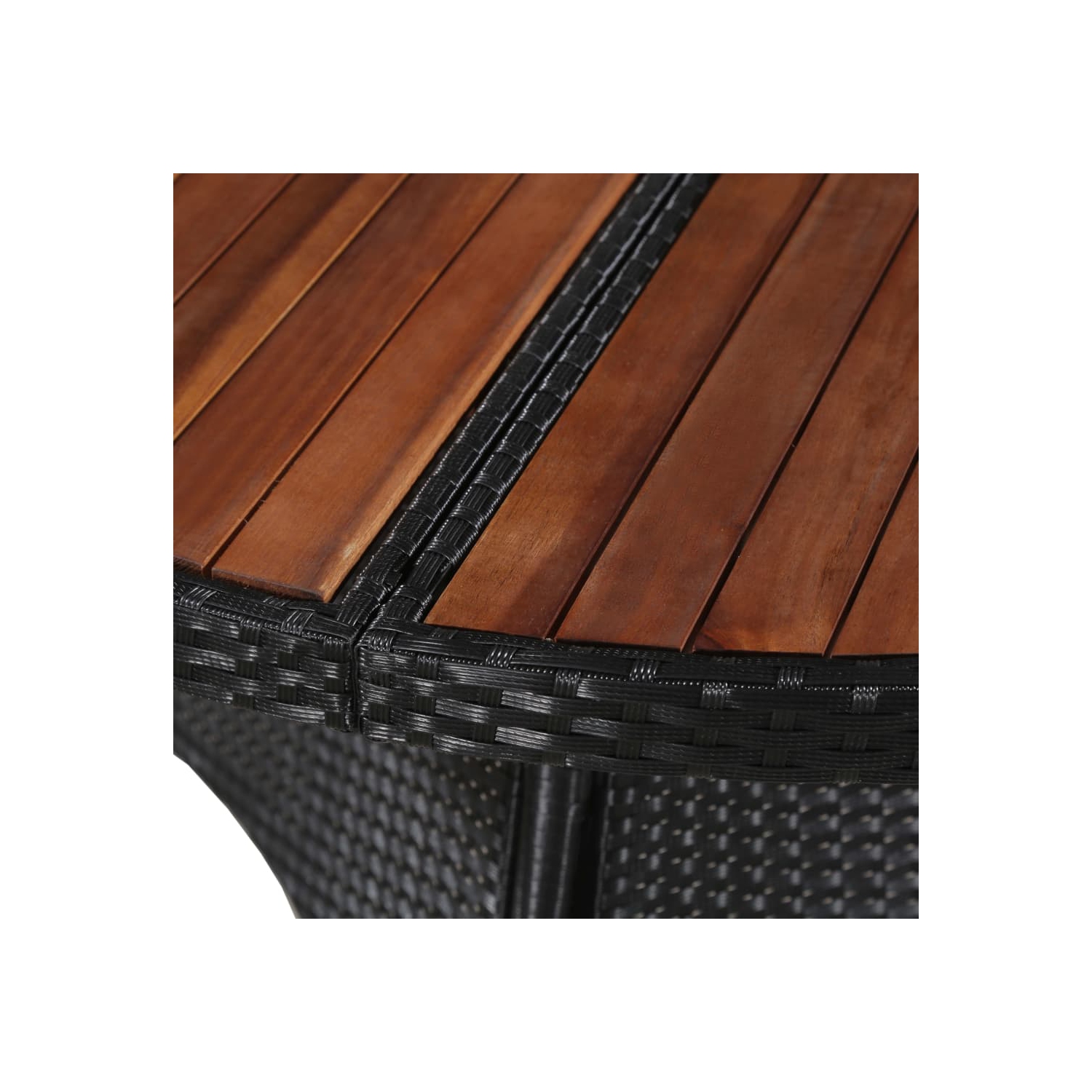 vidaXL 7 Piece Outdoor Dining Set Poly Rattan and Acacia Wood Black