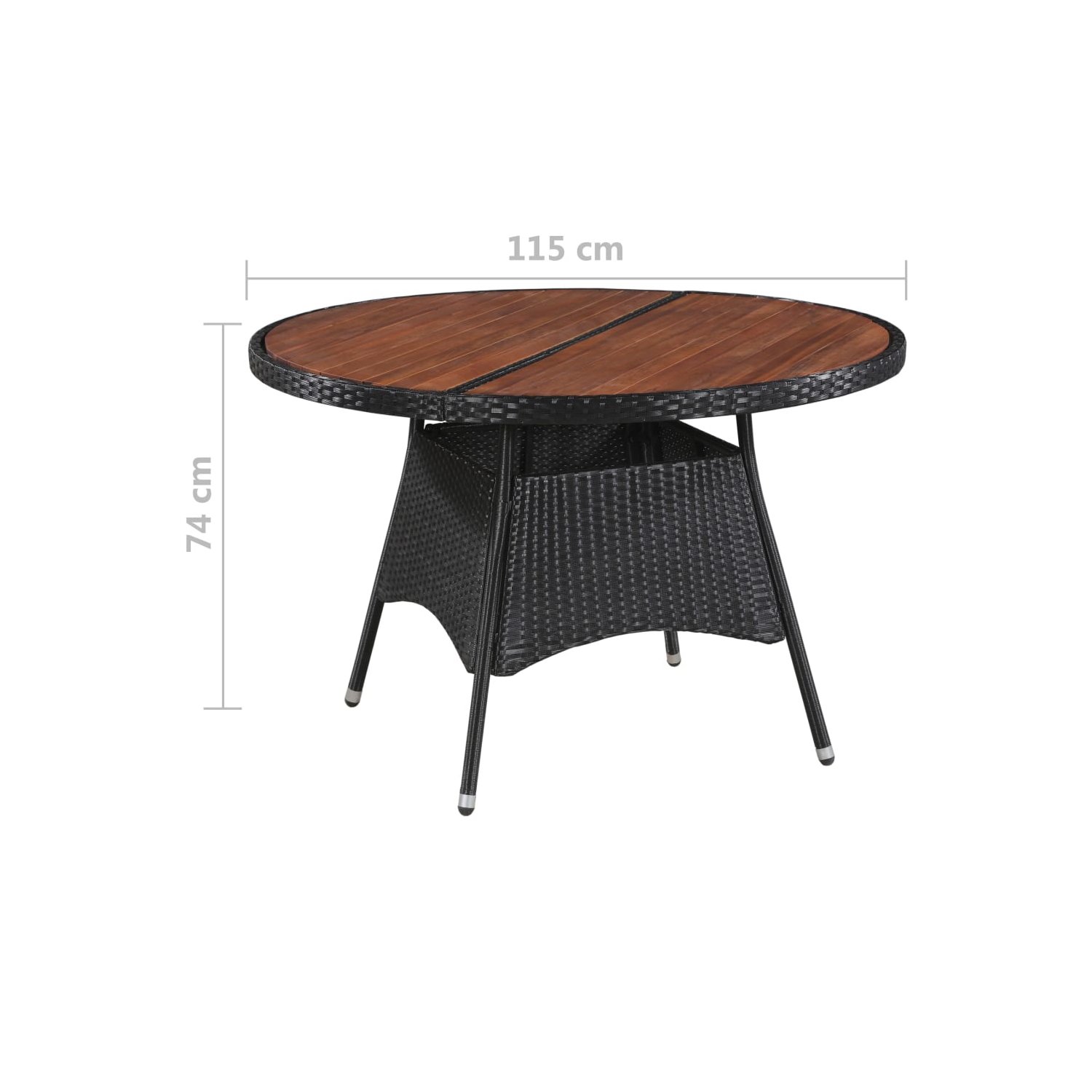vidaXL 7 Piece Outdoor Dining Set Poly Rattan and Acacia Wood Black