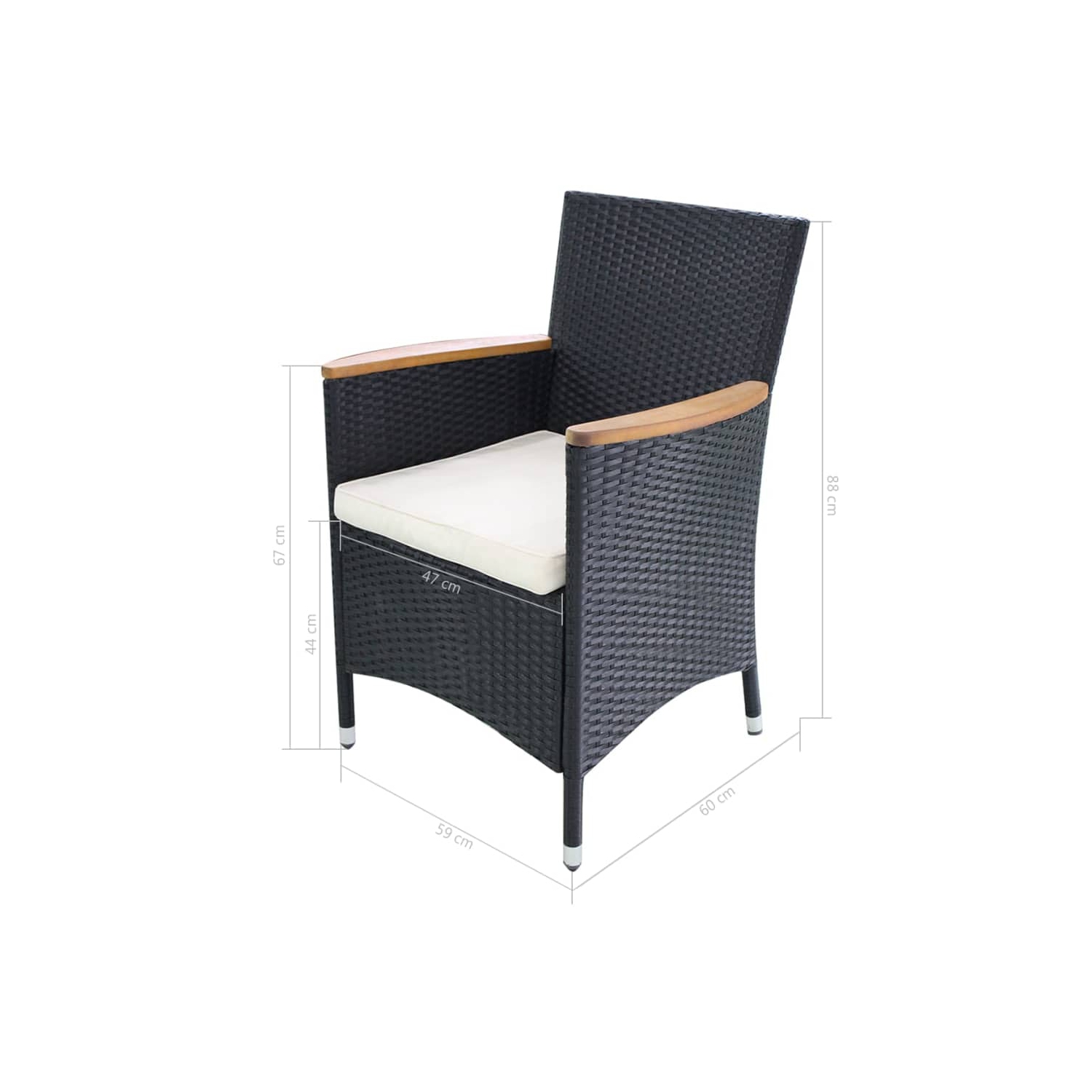 vidaXL 7 Piece Outdoor Dining Set Poly Rattan and Acacia Wood Black