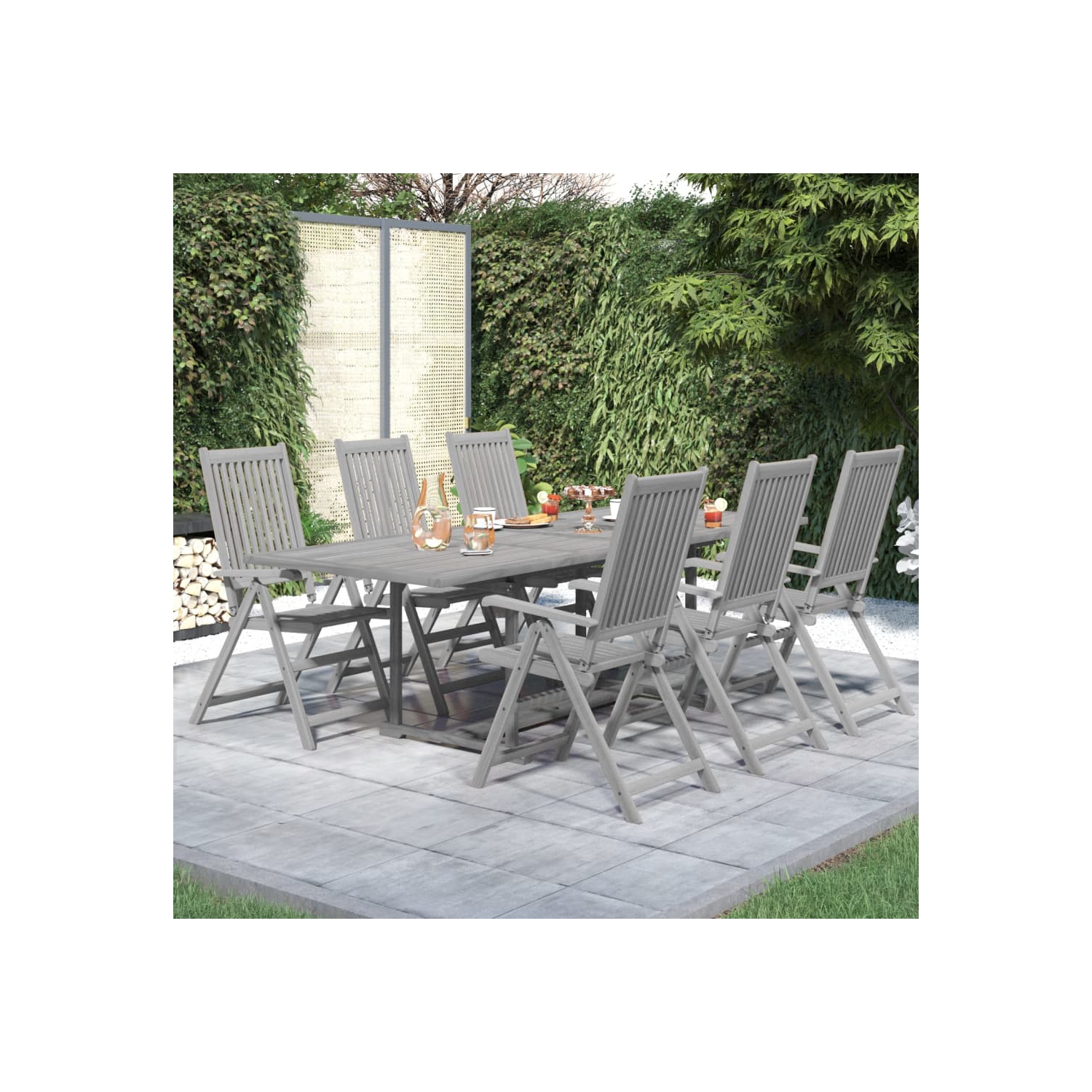 vidaXL 7 Piece Garden Dining Set Solid Wood Acacia