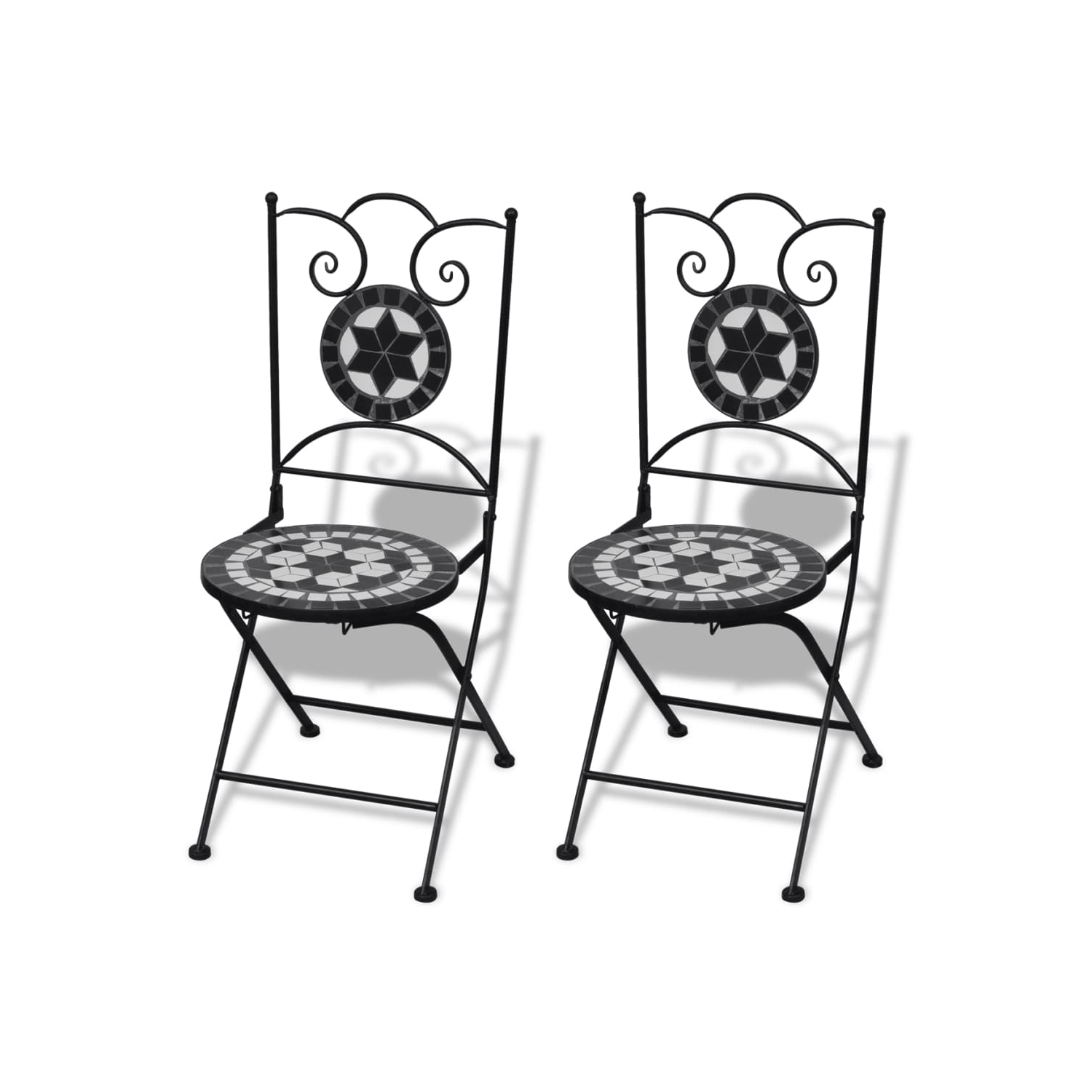 vidaXL 3 Piece Bistro Set Ceramic Tile Black and White