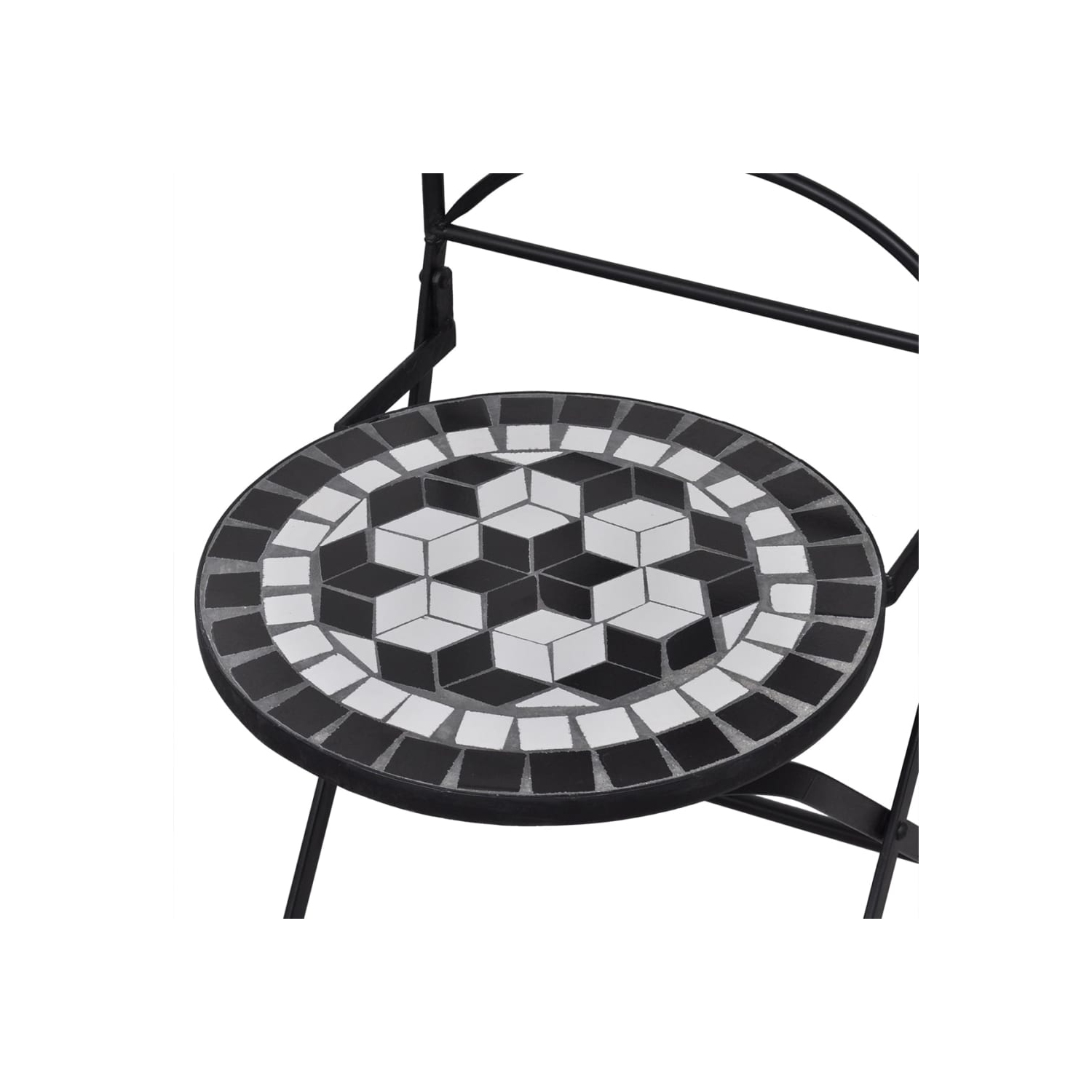 vidaXL 3 Piece Bistro Set Ceramic Tile Black and White