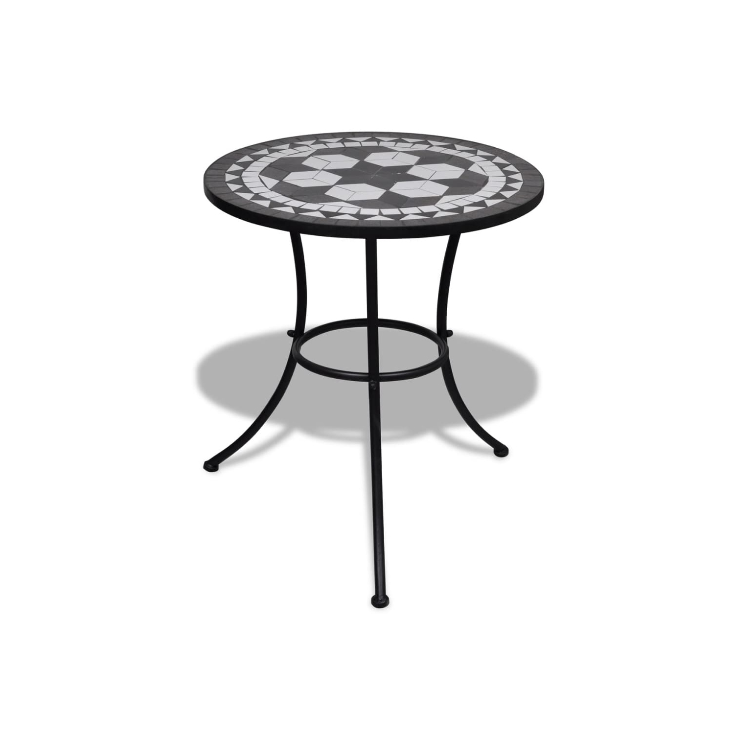 vidaXL 3 Piece Bistro Set Ceramic Tile Black and White