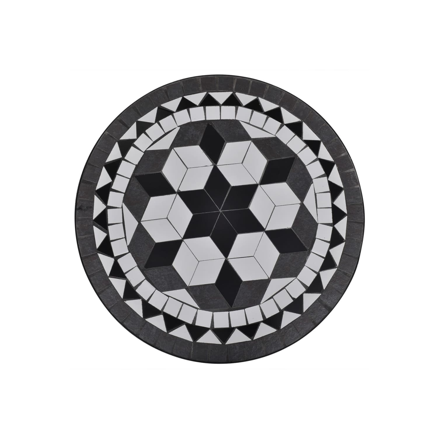 vidaXL 3 Piece Bistro Set Ceramic Tile Black and White