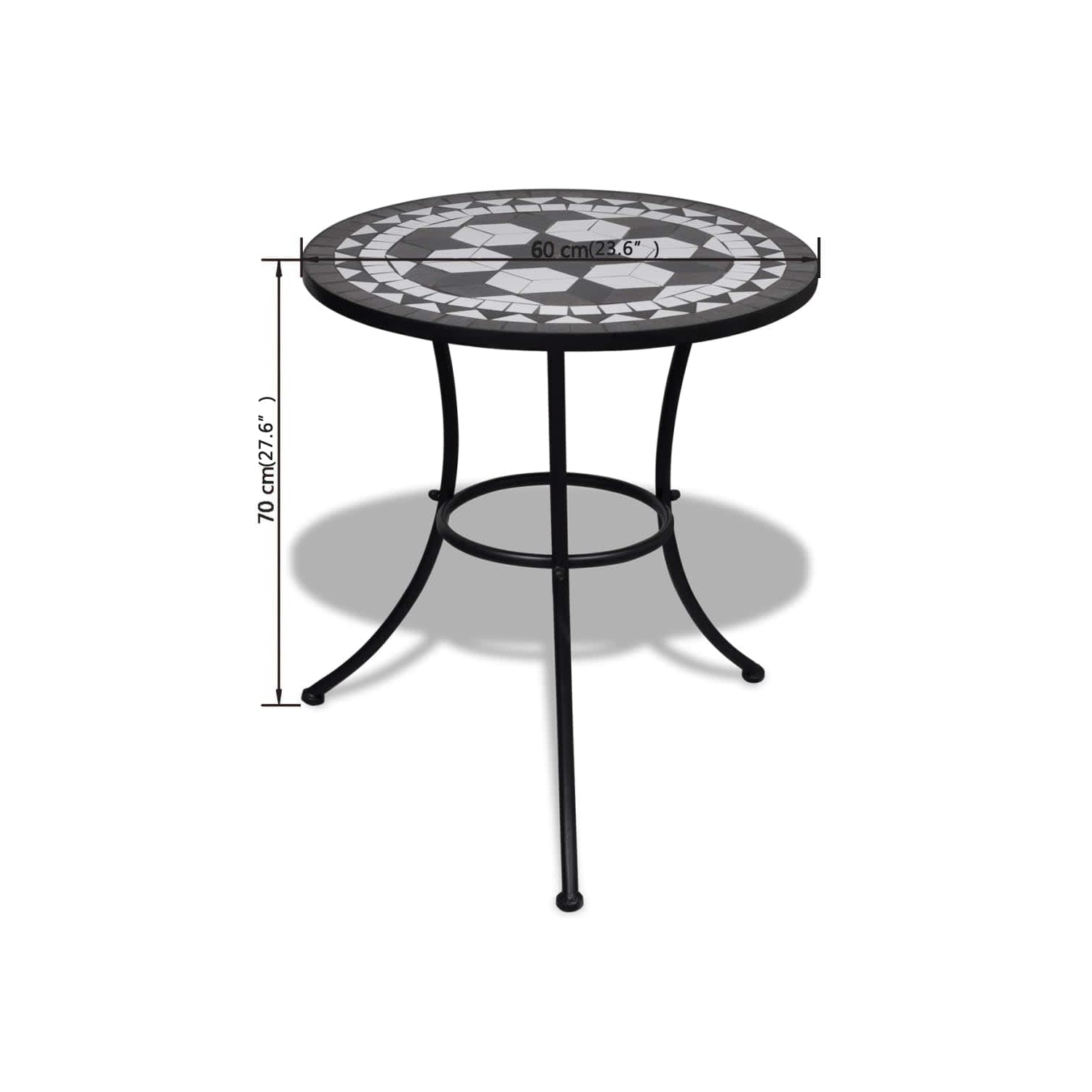 vidaXL 3 Piece Bistro Set Ceramic Tile Black and White