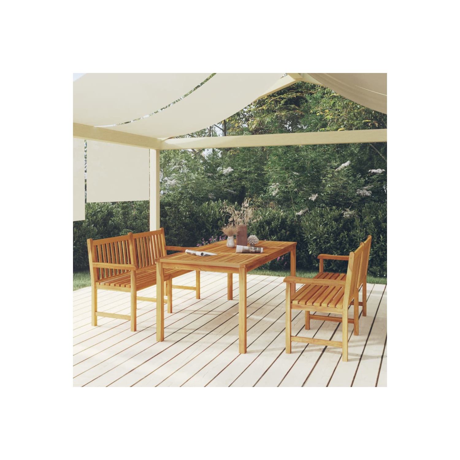 vidaXL 3 Piece Garden Dining Set Solid Wood Teak