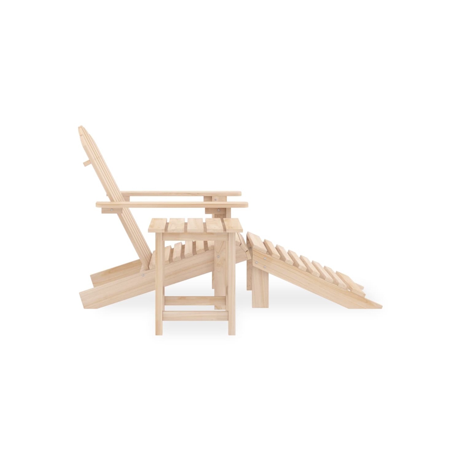 Fauteuil Adirondack de jardin avec pouf et table en bois de sapin massif de vidaXL