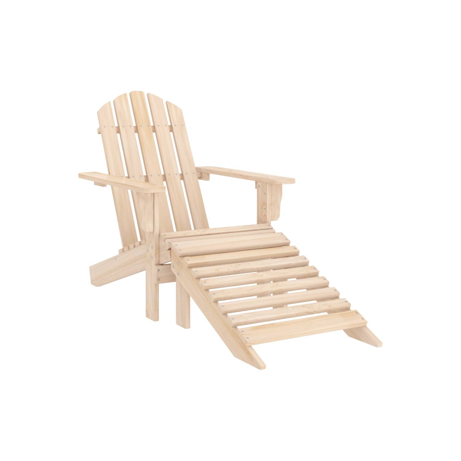 Fauteuil Adirondack de jardin avec pouf et table en bois de sapin massif de vidaXL