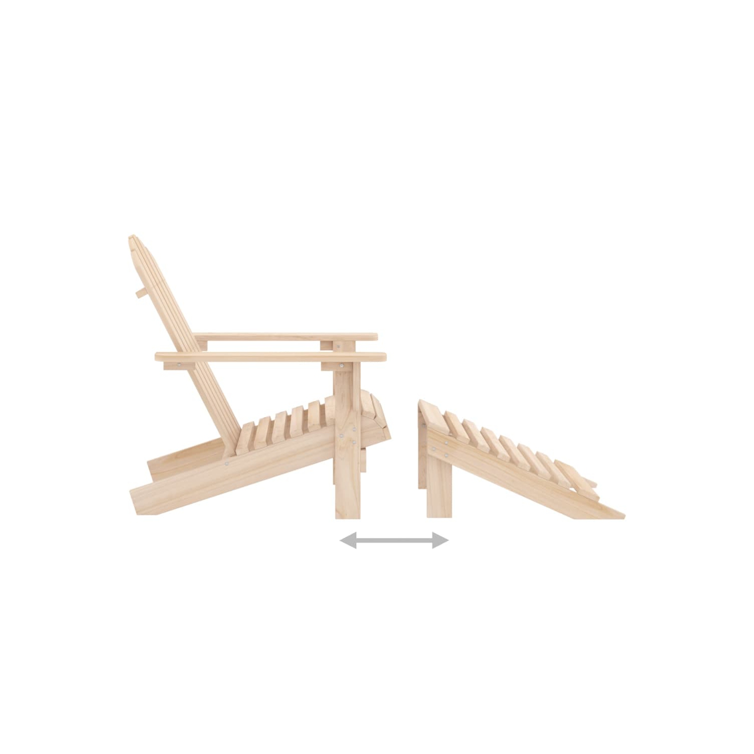 Fauteuil Adirondack de jardin avec pouf et table en bois de sapin massif de vidaXL