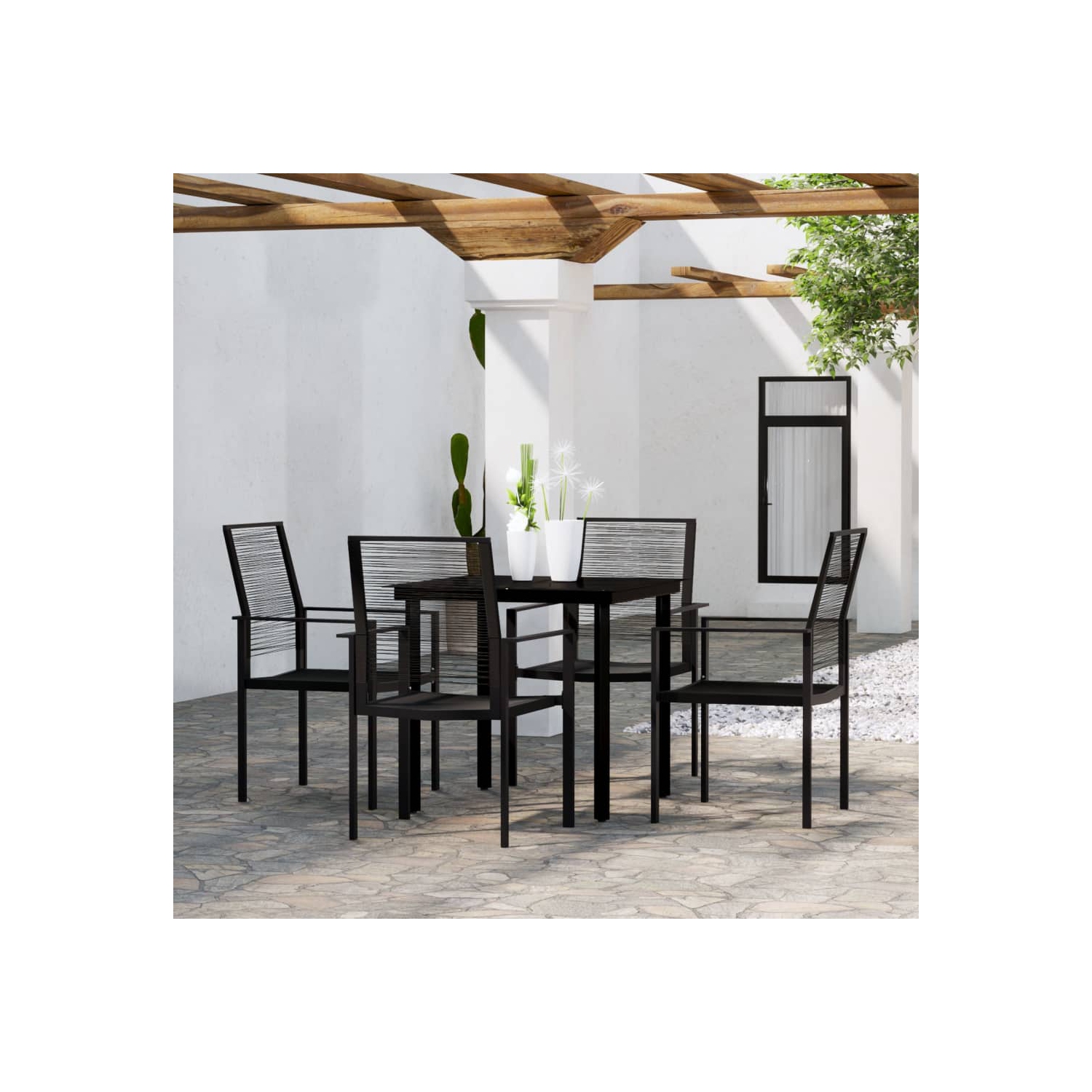vidaXL 5 Piece Garden Dining Set Black