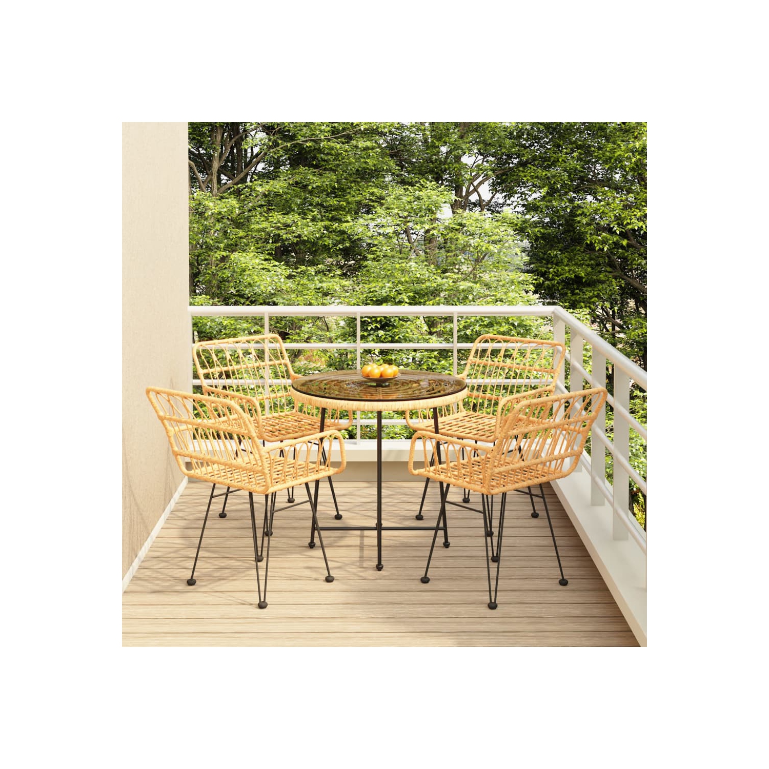 vidaXL 5 Piece Garden Dining Set Poly Rattan