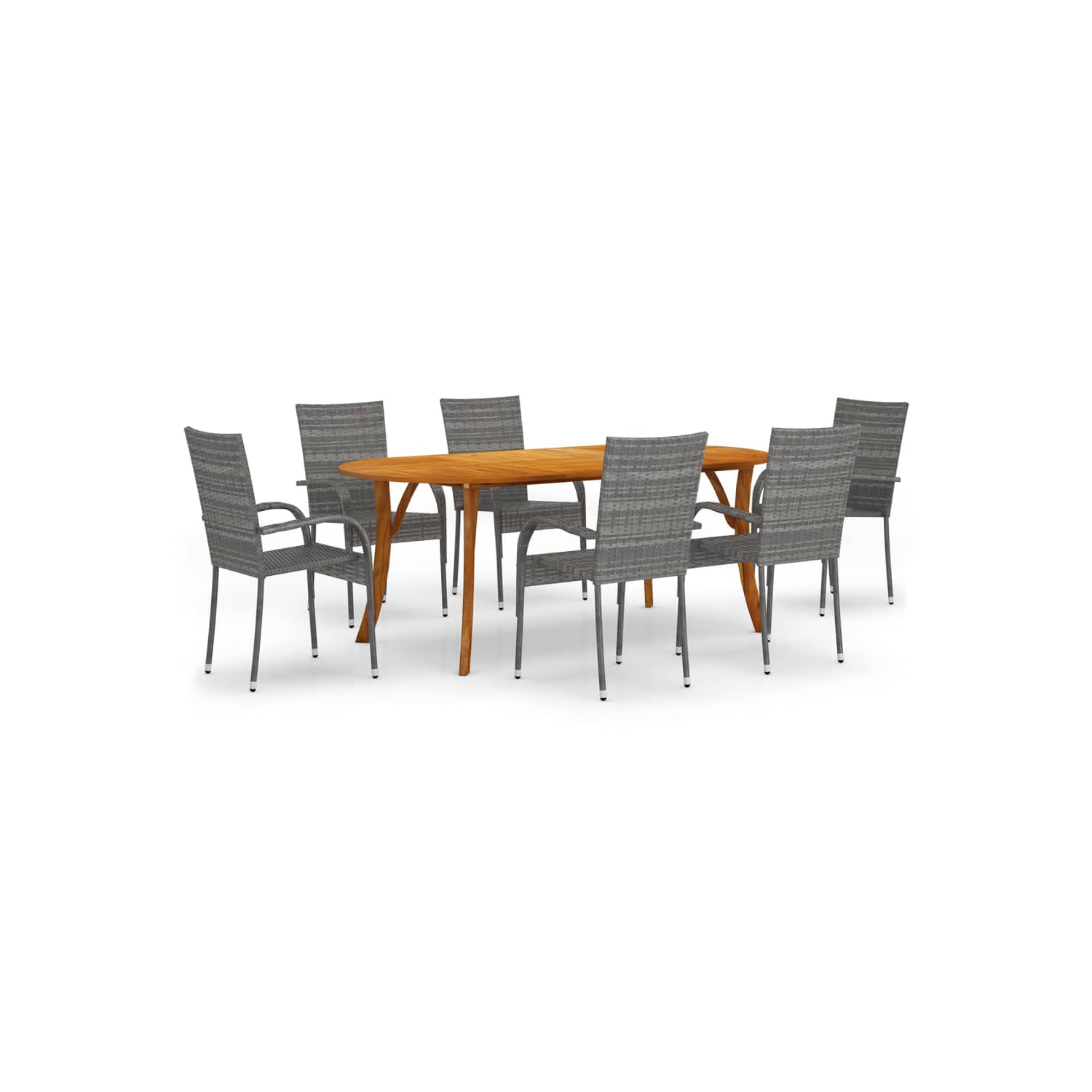 vidaXL 7 Piece Garden Dining Set Grey