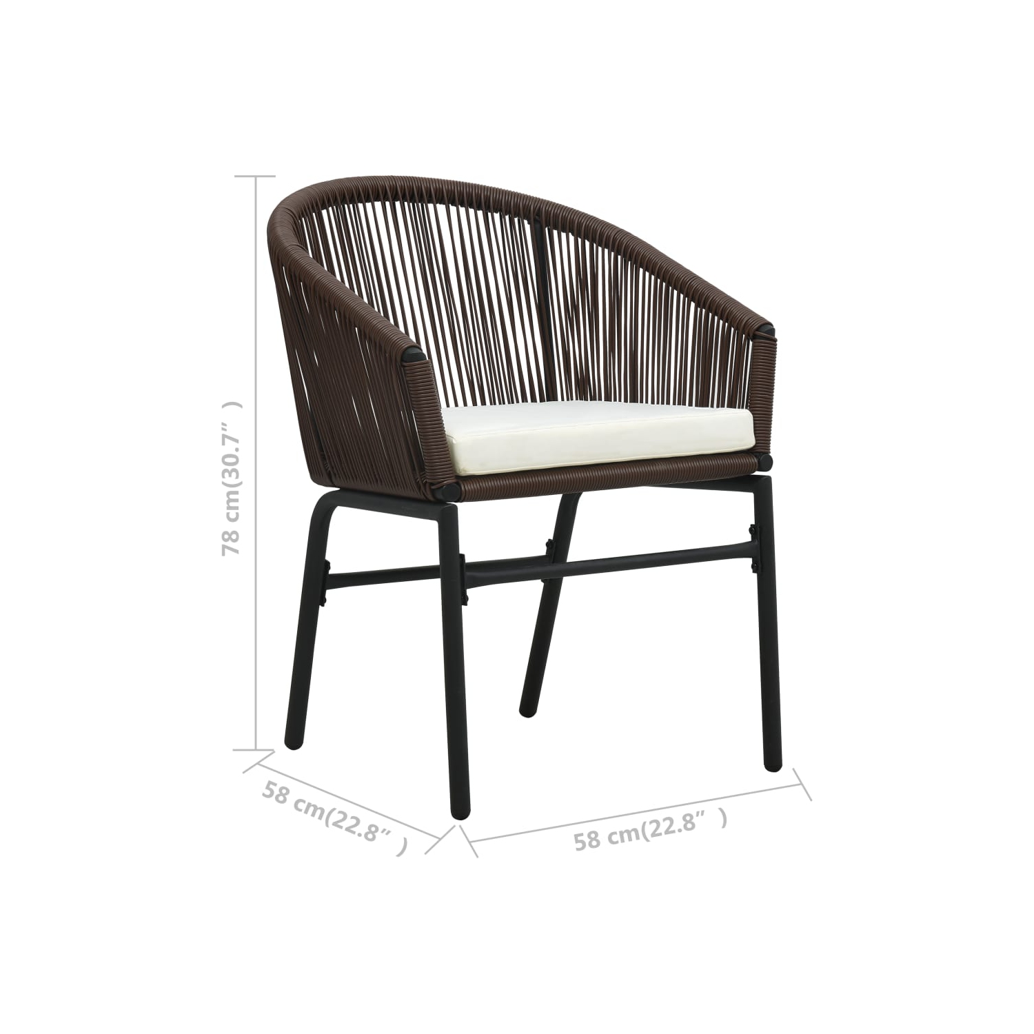 vidaXL 3 Piece Bistro Set with Cushions PE Rattan Brown