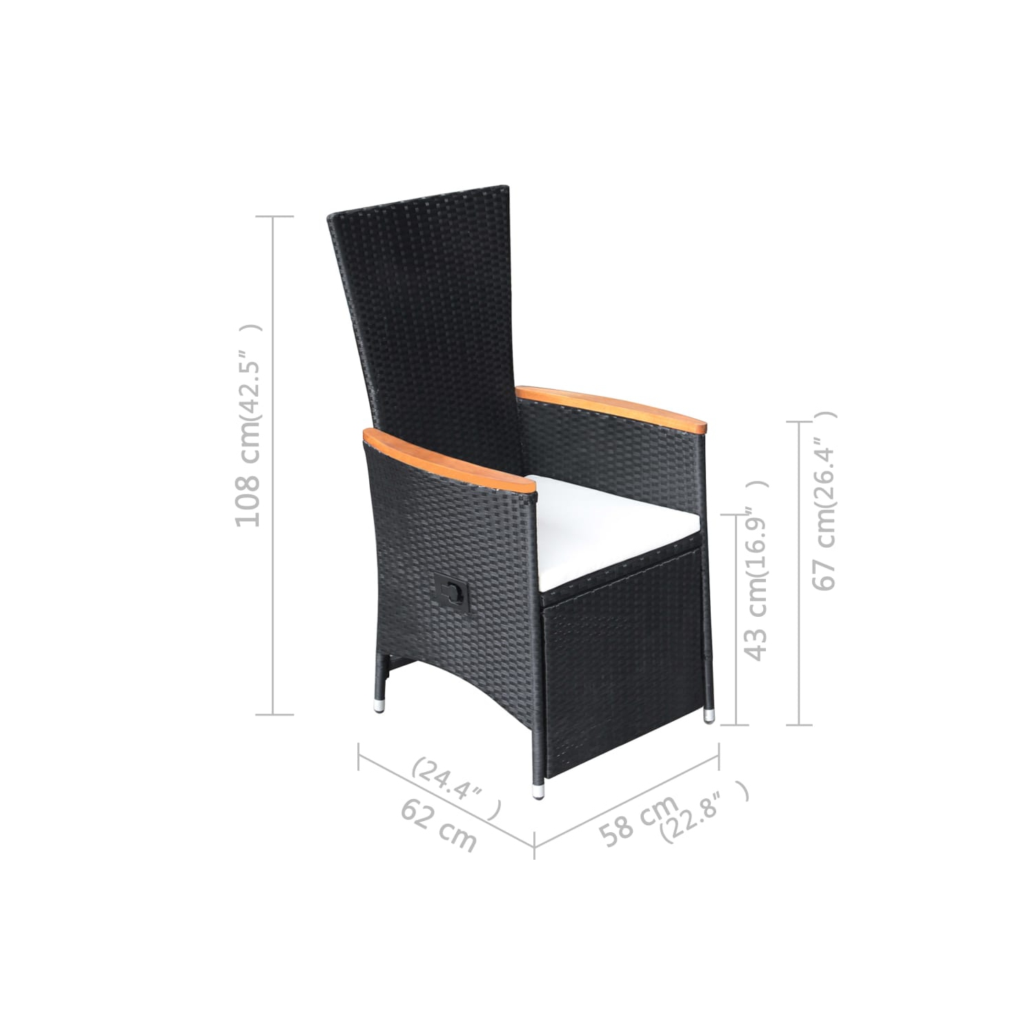 vidaXL 5 Piece Garden Dining Set Black