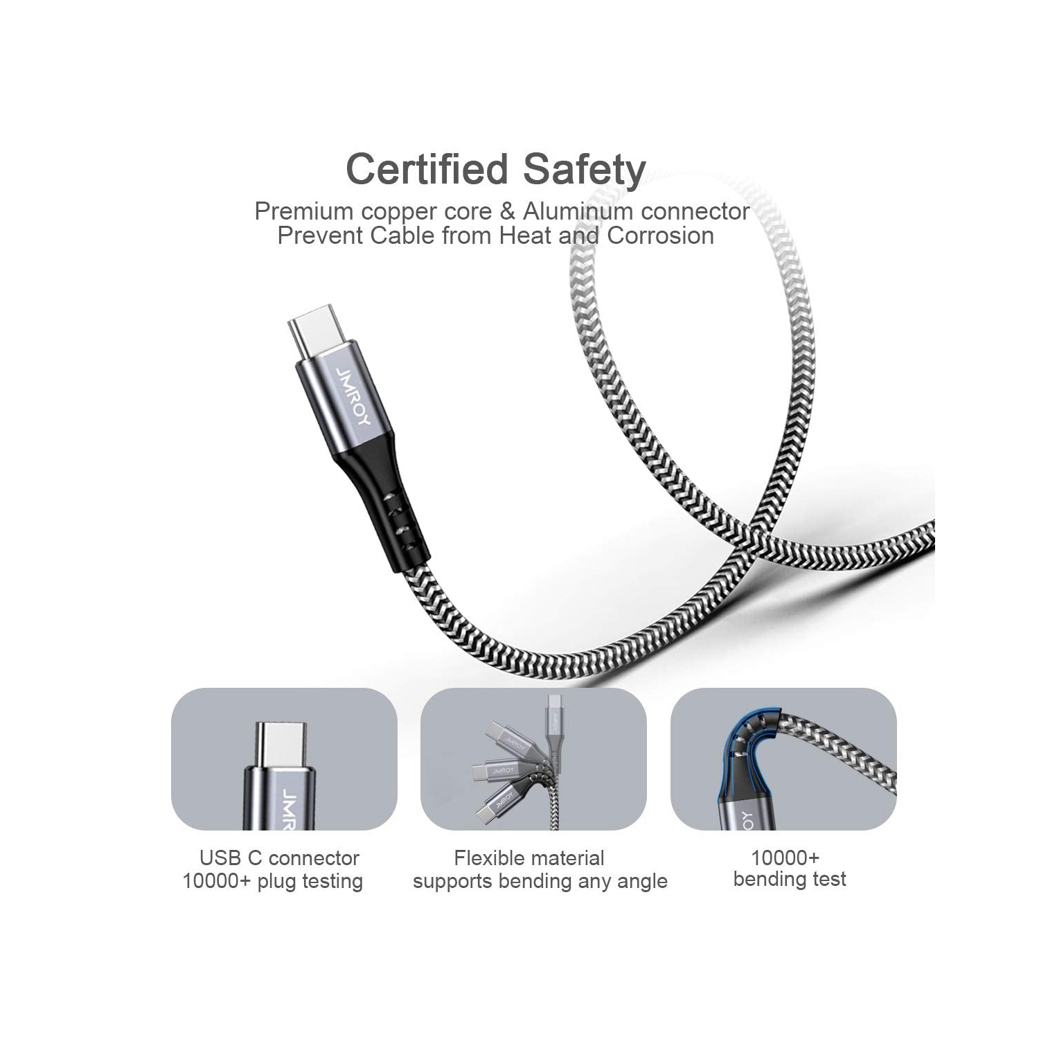 Câble USB-C à USB-C 60&nbsp;W, paquet de 2 câbles USB-C à chargement rapide 6,6&nbsp;pi PD QC 3,0, compatible avec Samsung S22/S21/S20 Ultra,