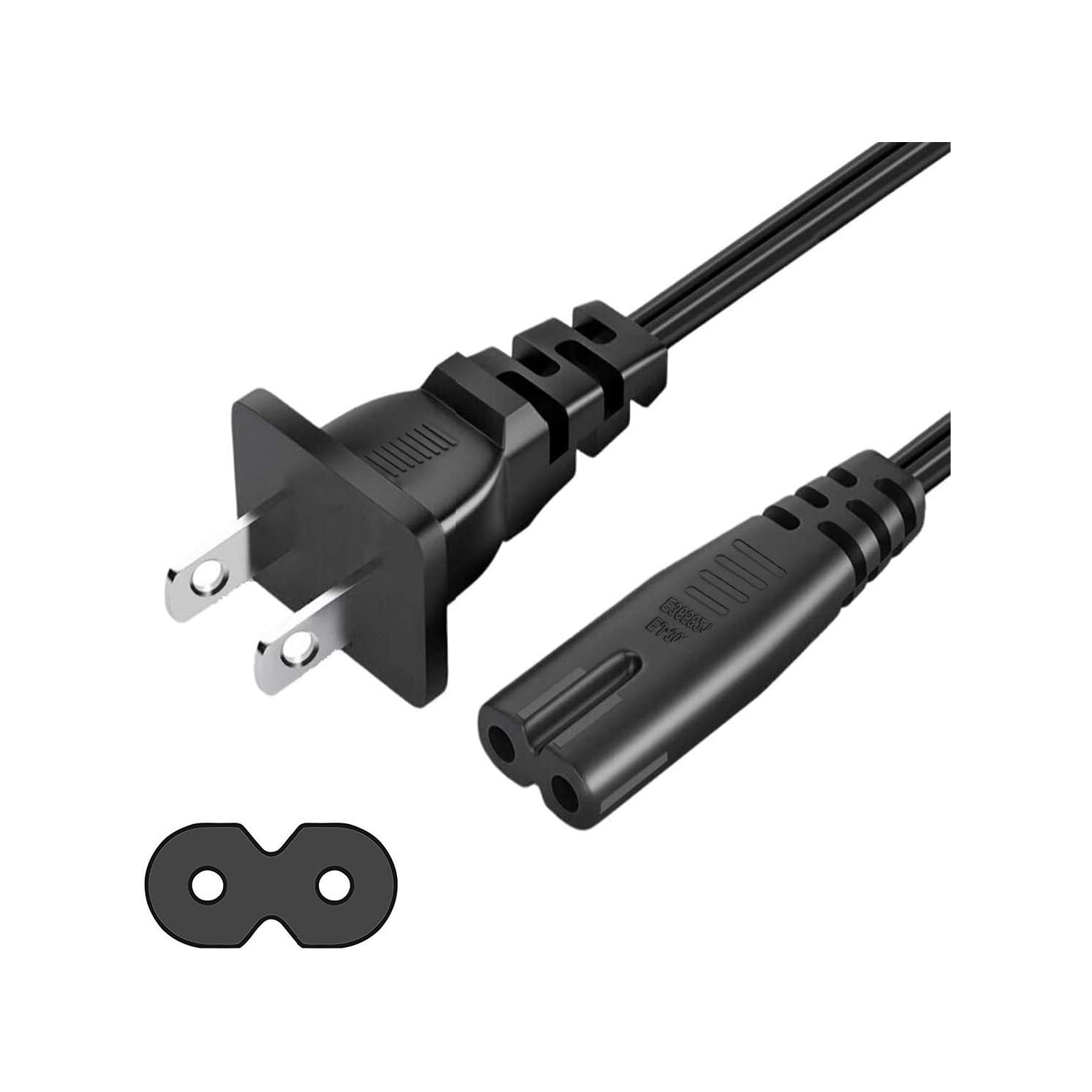 Câble d'alimentation de téléviseur 6ft Câble à 2 broches; Cordon d'alimentation c.a.; Adaptateur de chargement; portable pour mince câble