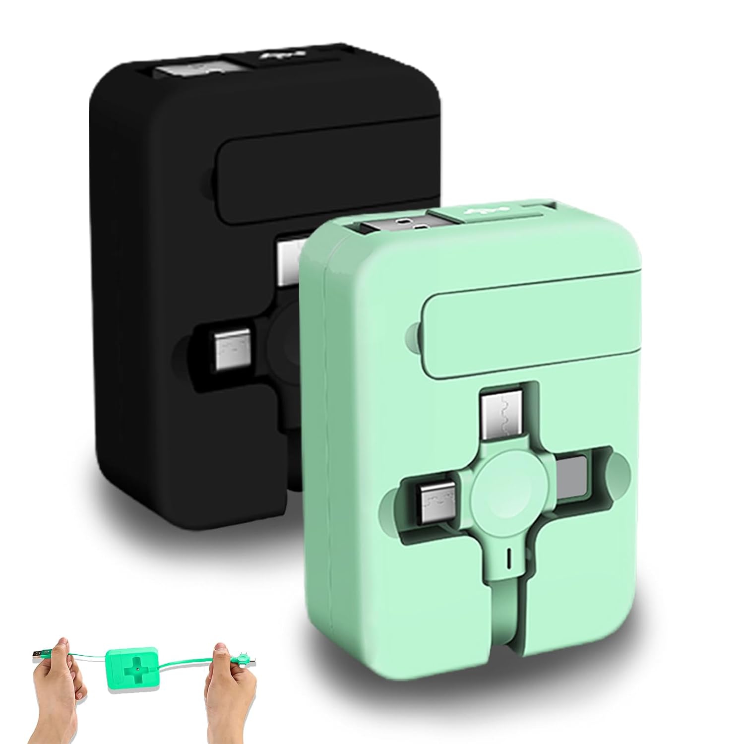 2 Pcs 3 in 1 Charging Cable, Three in one Retractable Multi Charging Cable with USB C(Type-C)/Micro USB, Phone