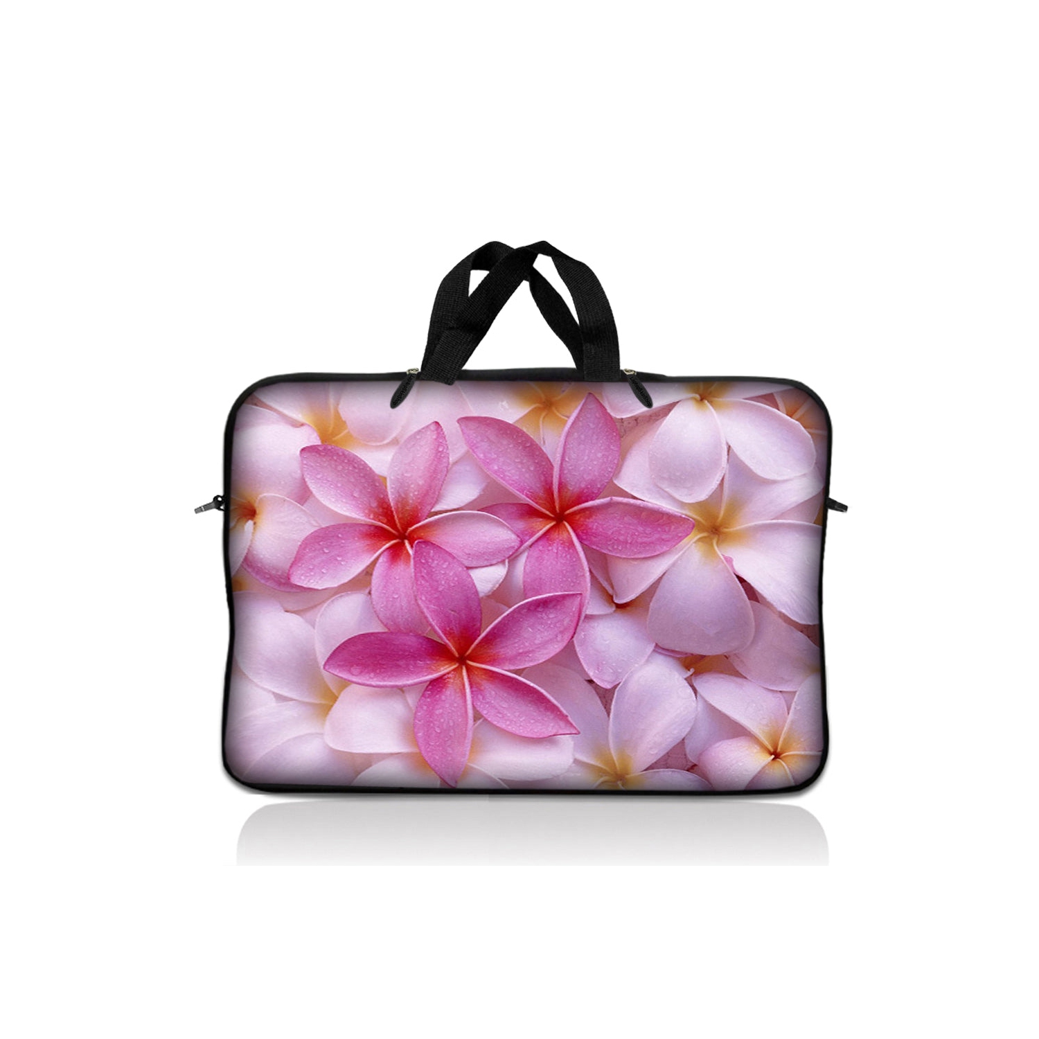 LSS 17 inch Laptop Sleeve Bag Carrying Case Pouch with Handle for 17.4" 17.3" 17" 16" Apple Macbook, GW, Acer, Asus, Dell, Hp, Sony, Pink Plumeria
