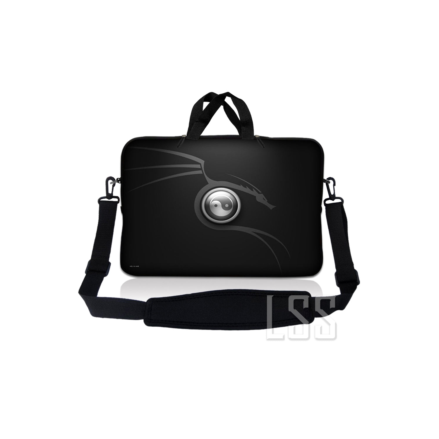 Laptop Skin Shop 14 - 14.9 inch Neoprene Laptop Sleeve Bag Carrying Case with Handle and Adjustable Shoulder Strap - Ying Yang Black