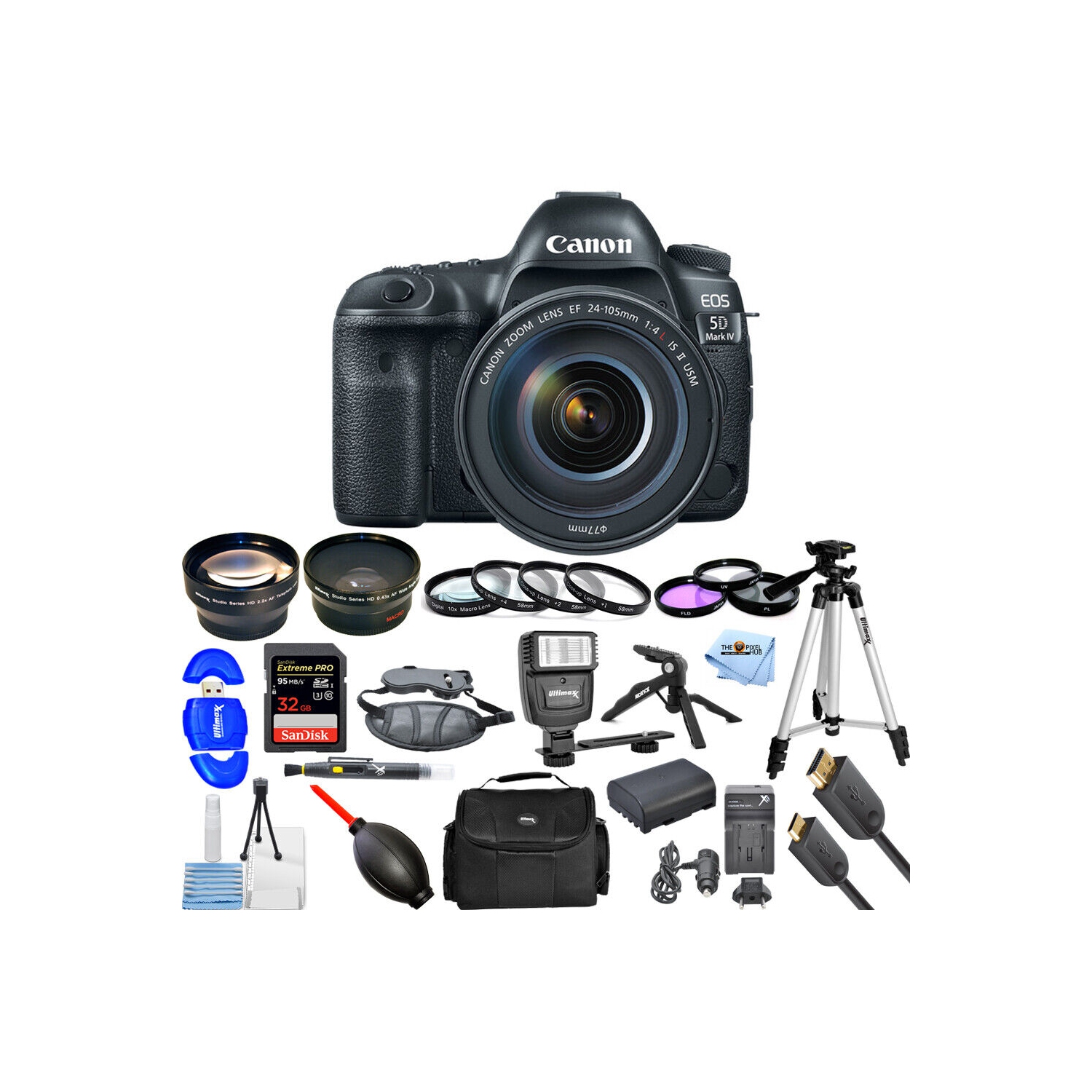 Canon EOS 5D Mark IV with 24-105mm f/4L IS II USM - 3 Lenses Top Value Bundle