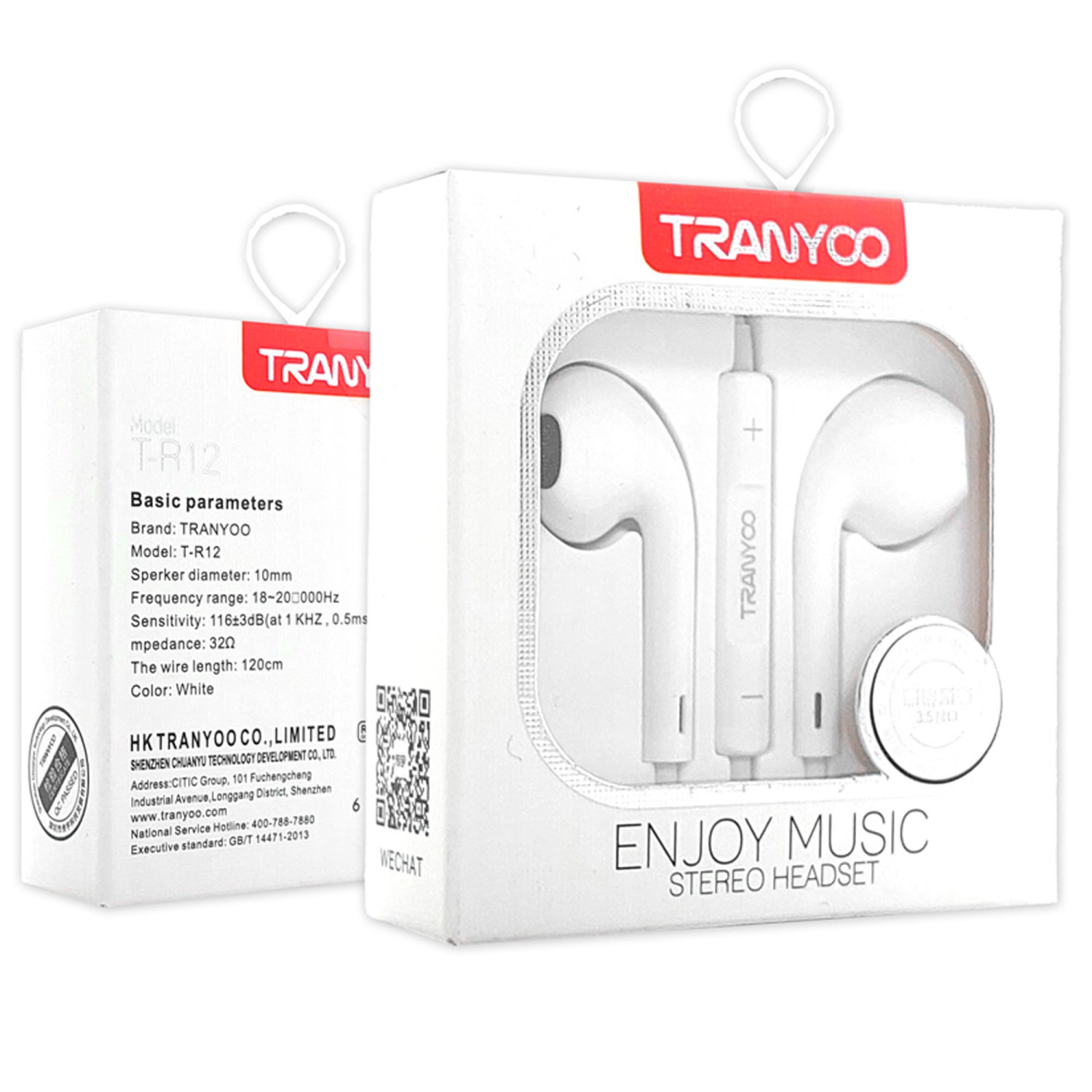 TRANYOO 3.5mm Aux Earphones Wired Earbuds with Microphone, in-Ear Headphones with Mic Built-in Volume Control Compatible with iPhone