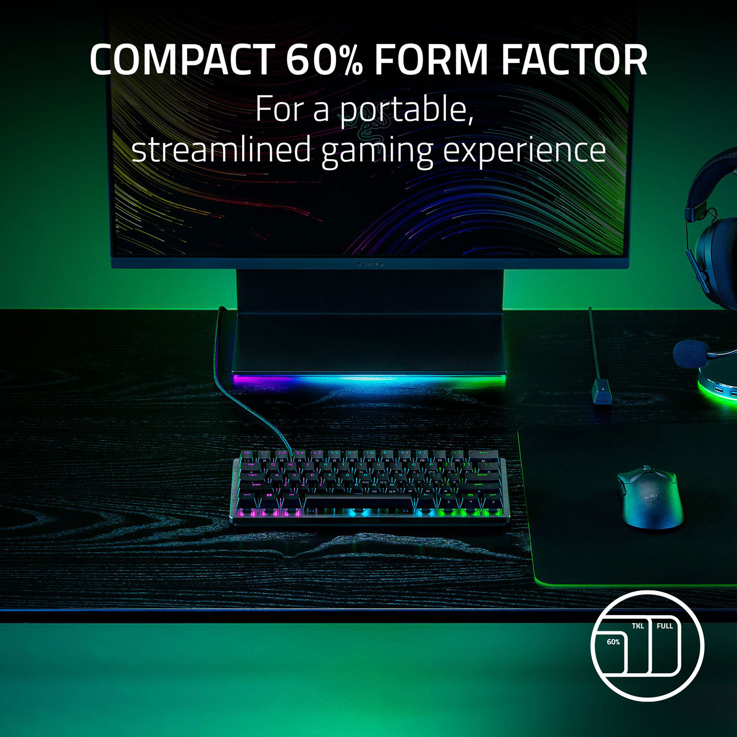 Clavier de jeu optique analogique mécanique rétroéclairé Huntsman V3 Pro Mini de Razer