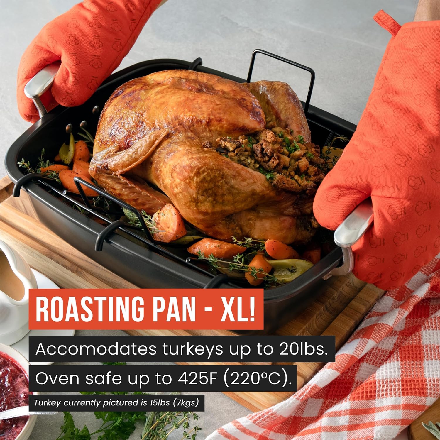 Chef Pomodoro Deluxe Large Carbon Steel Roasting Pan with U-Rack, 18.5 x 14.5-Inch, Extra-Large, Grey – The Ultimate Solution for Flawless Roasts